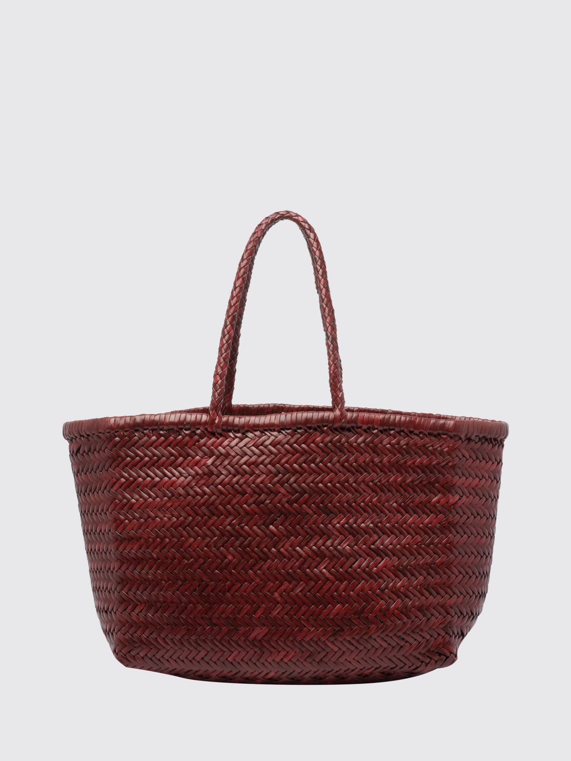 DRAGON DIFFUSION BORSA A MANO: Borsa a mano Dragon Diffusion in pelle intrecciata con doppio manico, Rosso - Img 2
