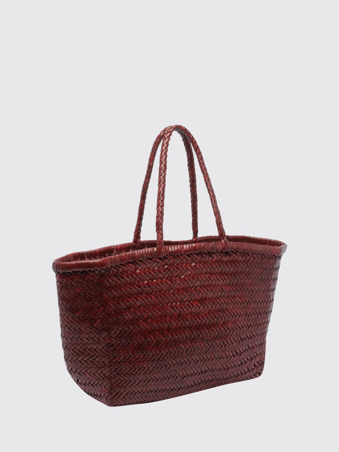 DRAGON DIFFUSION BORSA A MANO: Borsa a mano Dragon Diffusion in pelle intrecciata con doppio manico, Rosso - Img 3