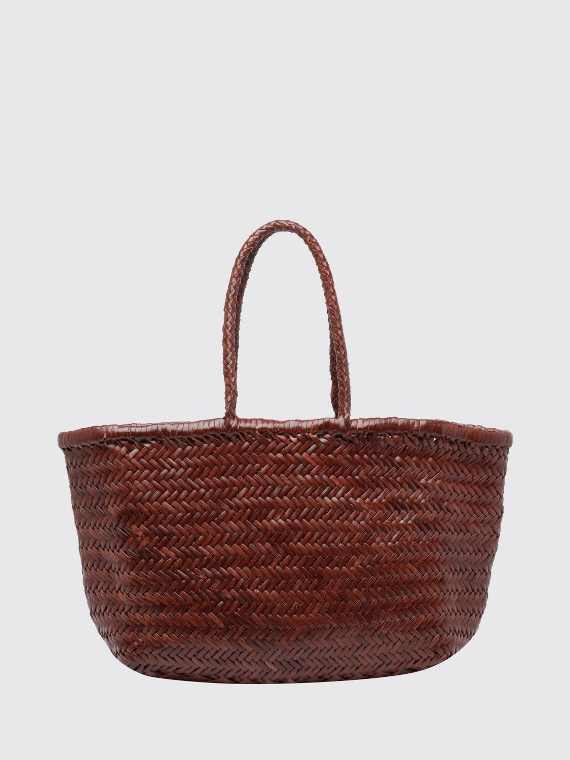 DRAGON DIFFUSION BORSA A MANO: Borsa a mano Dragon Diffusion in pelle intrecciata con doppio manico, Bruciato - Img 1