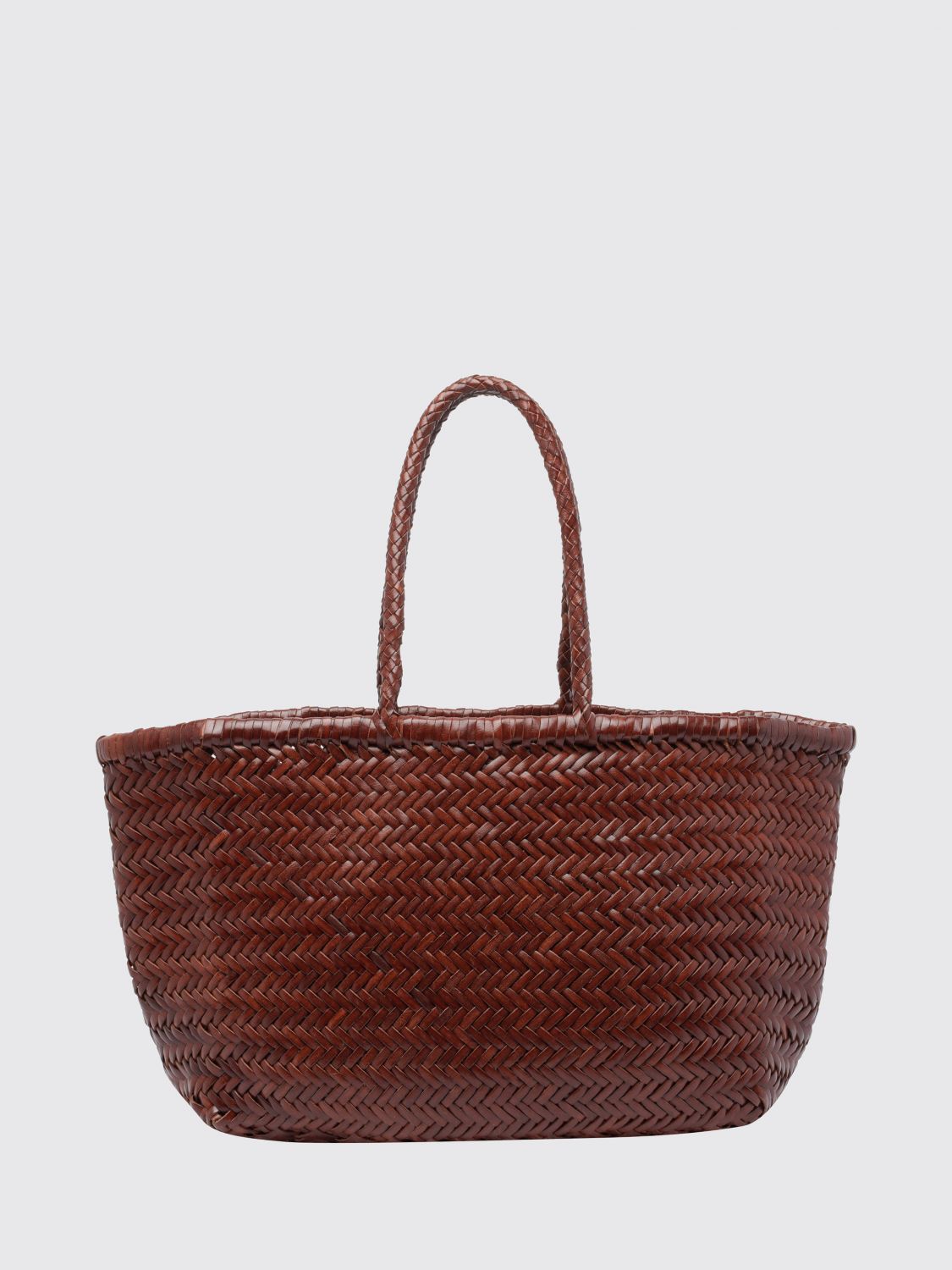 DRAGON DIFFUSION BORSA A MANO: Borsa a mano Dragon Diffusion in pelle intrecciata con doppio manico, Bruciato - Img 2