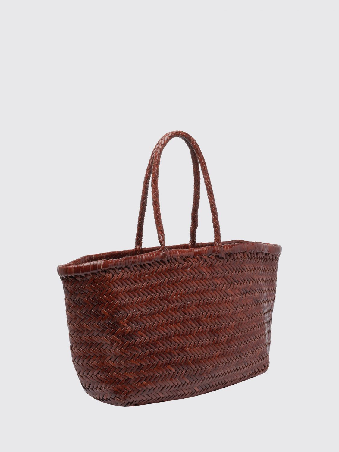 DRAGON DIFFUSION BORSA A MANO: Borsa a mano Dragon Diffusion in pelle intrecciata con doppio manico, Bruciato - Img 3