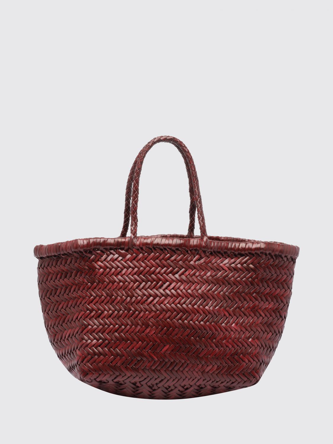 DRAGON DIFFUSION BORSA A MANO: Borsa a mano Triplo Salto Dragon Diffusion in pelle intrecciata con doppio manico, Rosso - Img 1