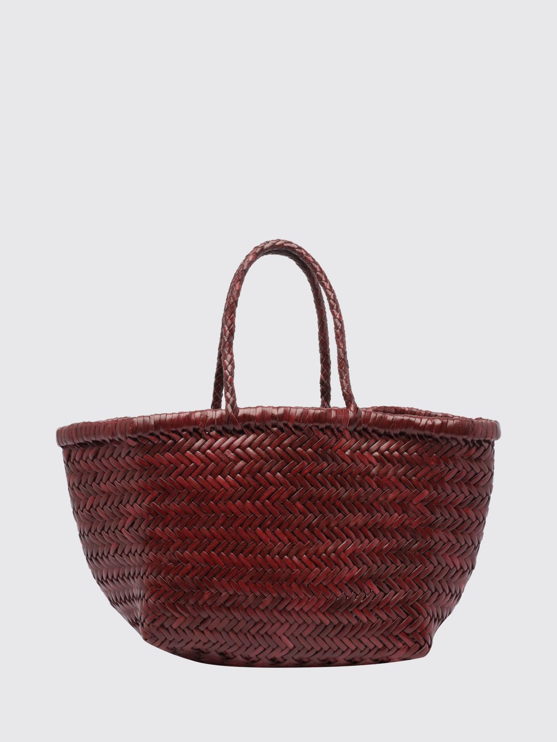 DRAGON DIFFUSION BORSA A MANO: Borsa a mano Triplo Salto Dragon Diffusion in pelle intrecciata con doppio manico, Rosso - Img 2