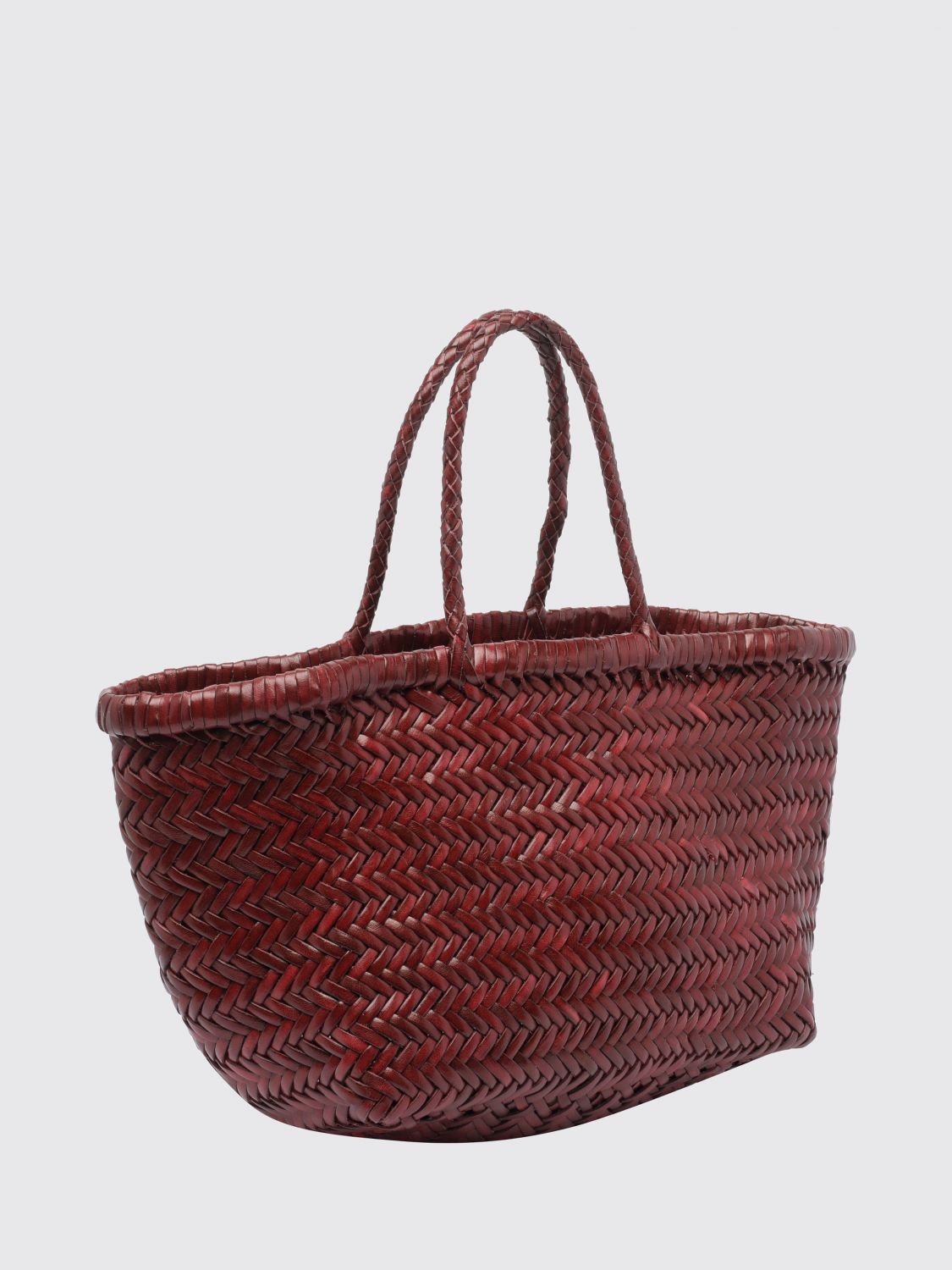 DRAGON DIFFUSION BORSA A MANO: Borsa a mano Triplo Salto Dragon Diffusion in pelle intrecciata con doppio manico, Rosso - Img 3