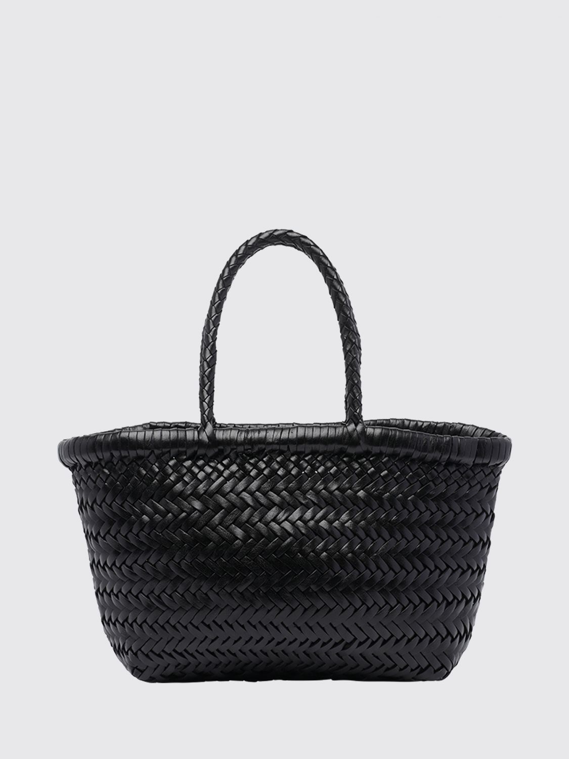 DRAGON DIFFUSION BORSA A MANO: Borsa a mano Gora Dragon Diffusion in pelle intrecciata con doppio manico, Nero - Img 2