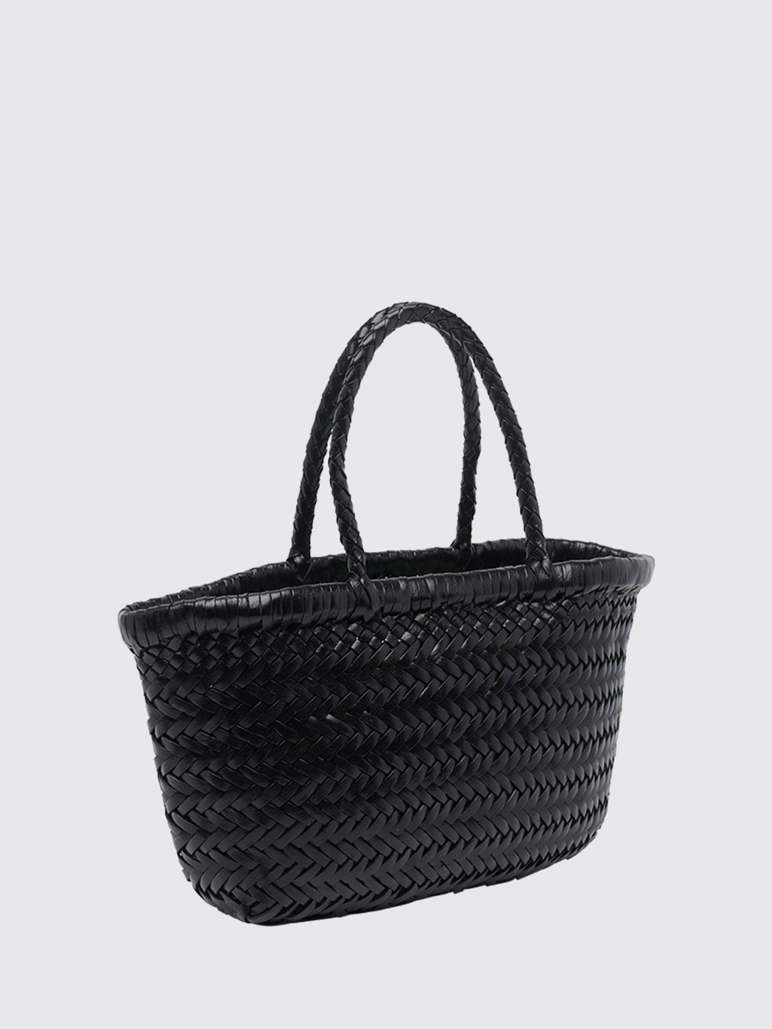 DRAGON DIFFUSION BORSA A MANO: Borsa a mano Gora Dragon Diffusion in pelle intrecciata con doppio manico, Nero - Img 3