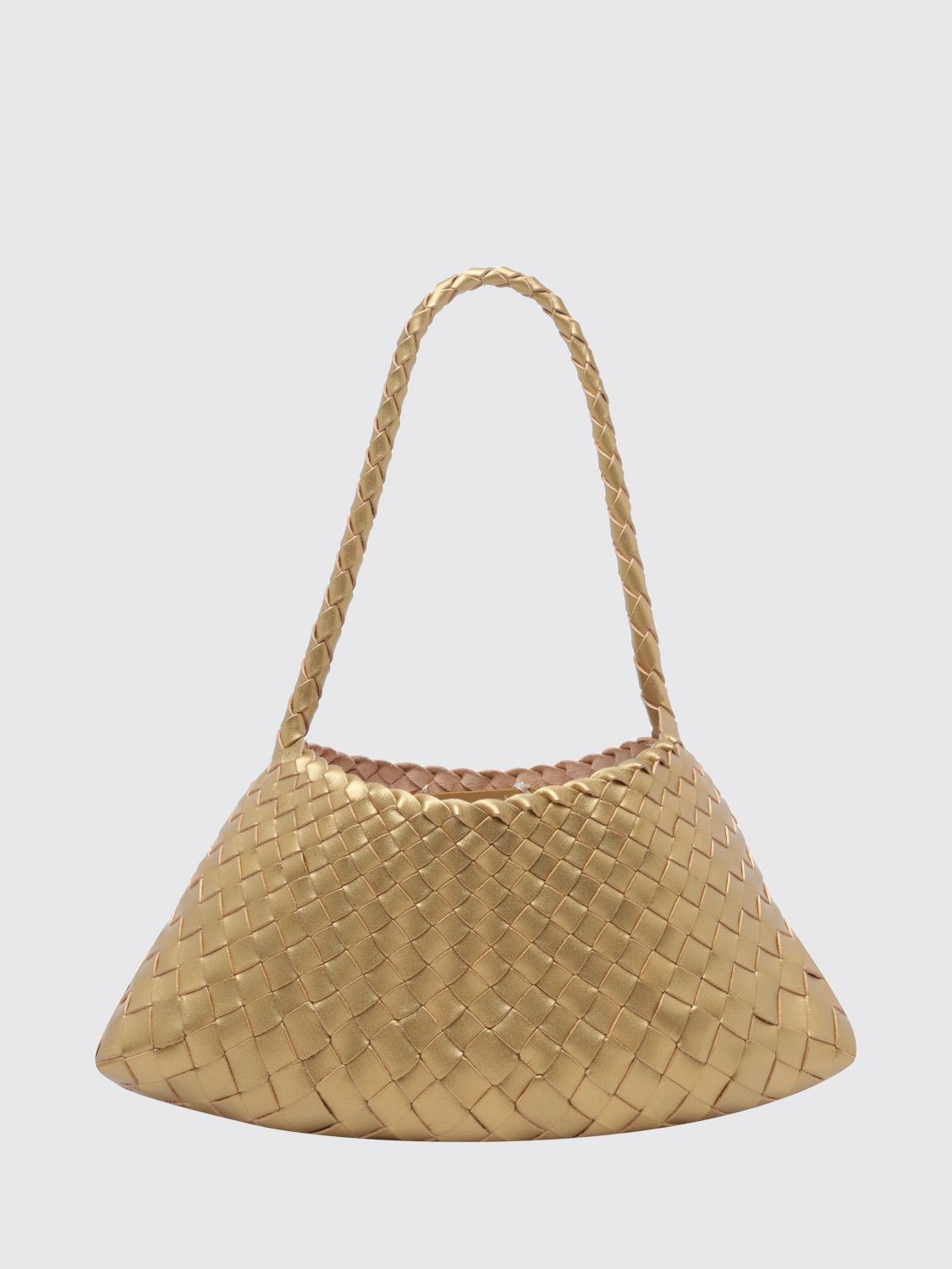 DRAGON DIFFUSION BORSA A SPALLA: Borsa a spalla Rosanna Dragon Diffusion in pelle intrecciata dalla forma svasata, Oro - Img 1