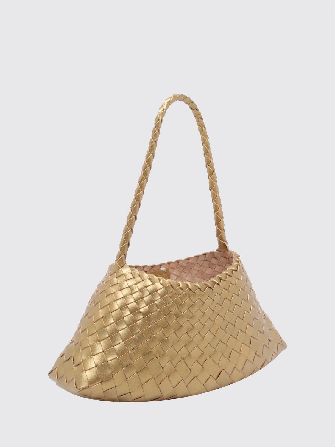 DRAGON DIFFUSION BORSA A SPALLA: Borsa a spalla Rosanna Dragon Diffusion in pelle intrecciata dalla forma svasata, Oro - Img 3