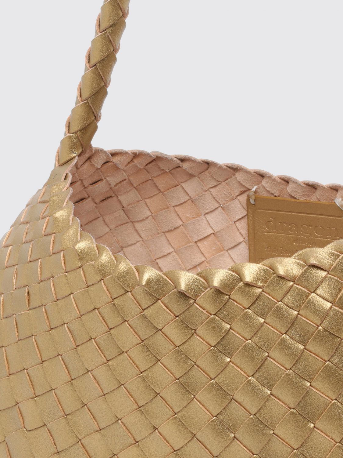DRAGON DIFFUSION BORSA A SPALLA: Borsa a spalla Rosanna Dragon Diffusion in pelle intrecciata dalla forma svasata, Oro - Img 4