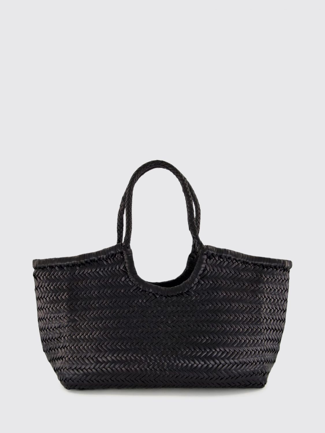 DRAGON DIFFUSION BORSA A SPALLA: Borsa a spalla Nantucket Dragon Diffusion in pelle con manici intrecciati, Nero - Img 1