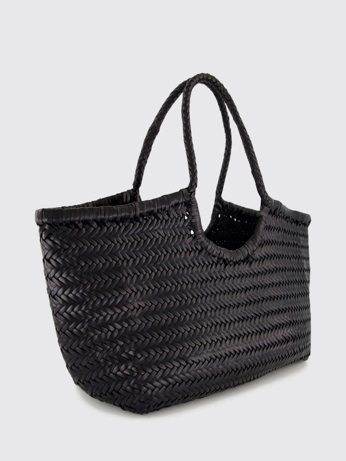 DRAGON DIFFUSION BORSA A SPALLA: Borsa a spalla Nantucket Dragon Diffusion in pelle con manici intrecciati, Nero - Img 2