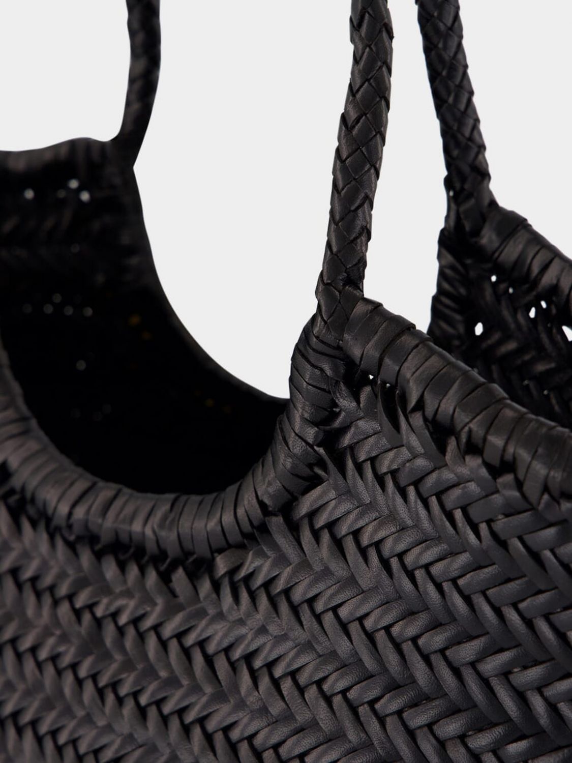 DRAGON DIFFUSION BORSA A SPALLA: Borsa a spalla Nantucket Dragon Diffusion in pelle con manici intrecciati, Nero - Img 3