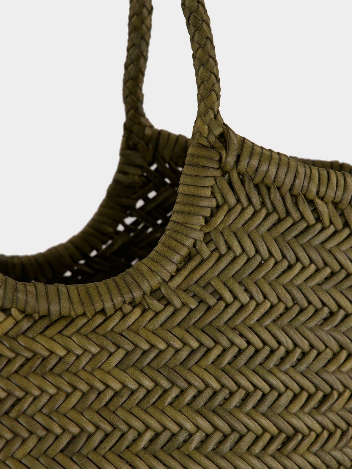DRAGON DIFFUSION BORSA A SPALLA: Borsa a spalla Nantucket Dragon Diffusion in pelle con manici intrecciati, Verde - Img 3