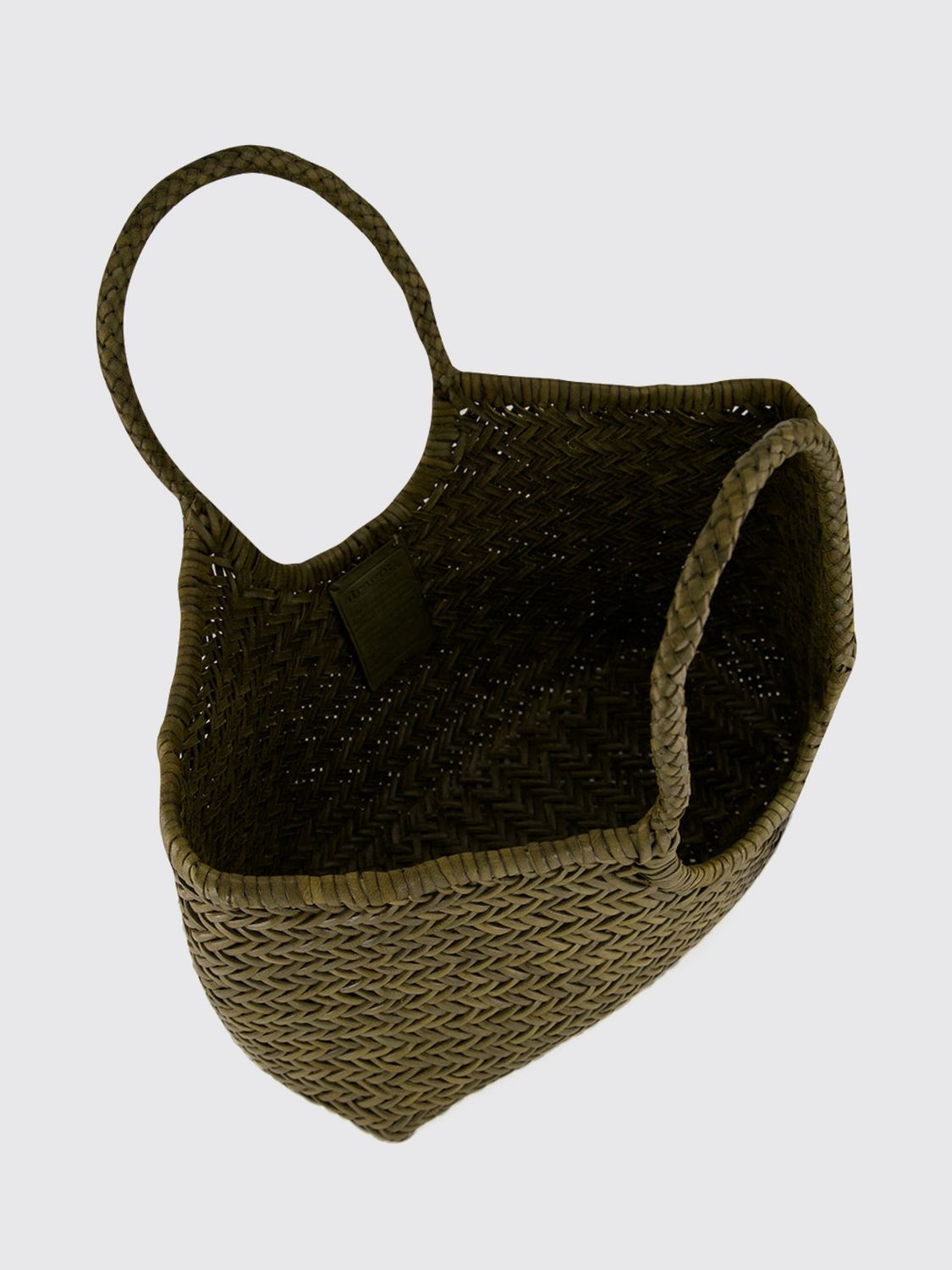 DRAGON DIFFUSION BORSA A SPALLA: Borsa a spalla Nantucket Dragon Diffusion in pelle con manici intrecciati, Verde - Img 4