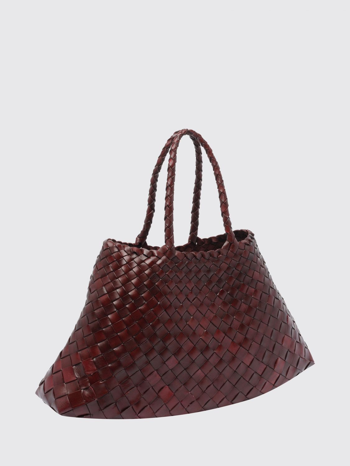 DRAGON DIFFUSION BORSA A MANO: Borsa a mano Santa Croce Dragon Diffusion in pelle intrecciata con forma svasata, Rosso - Img 3