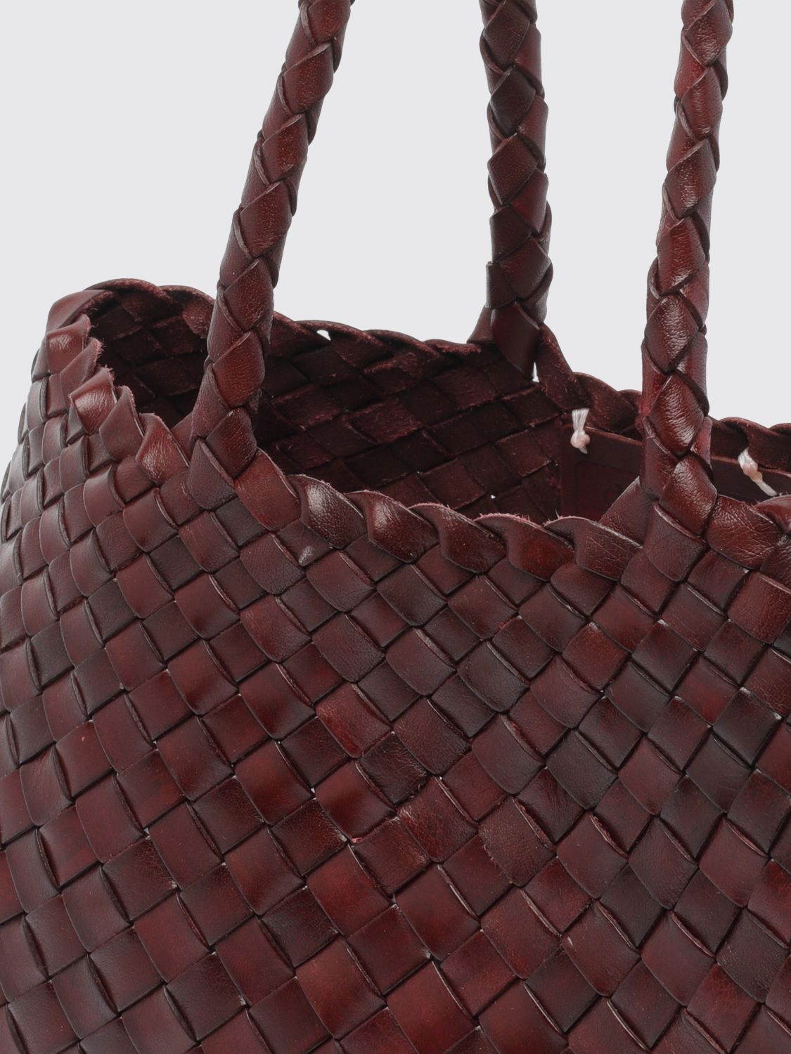 DRAGON DIFFUSION BORSA A MANO: Borsa a mano Santa Croce Dragon Diffusion in pelle intrecciata con forma svasata, Rosso - Img 4
