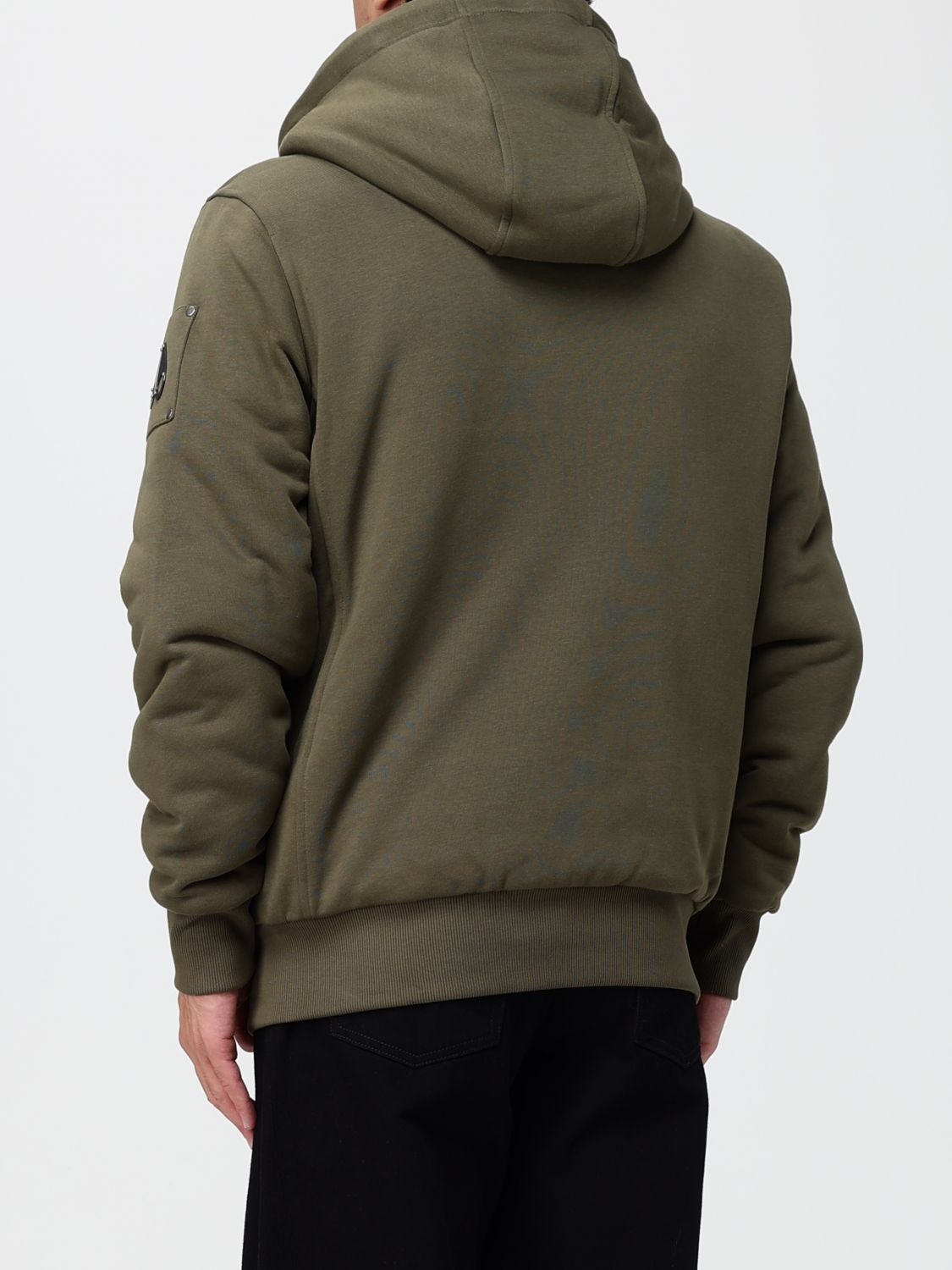 MOOSE KNUCKLES SWEATSHIRT: Cotton-Blend Hooded Zip-Up Sweatshirt Moose Knuckles with Kangaroo Pocket, Military - Img 2