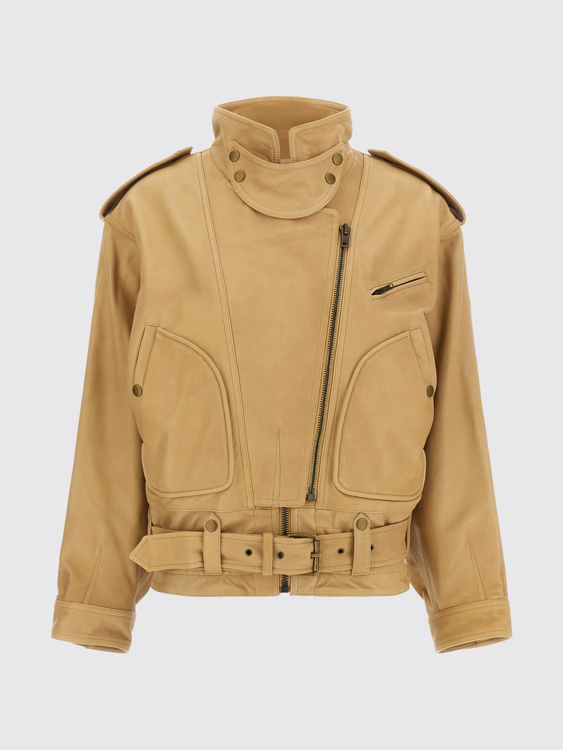 ISABEL MARANT CHAQUETA: Chaqueta biker Farza Isabel Marant de piel de cordero con corte relajado, Beige - Img 2