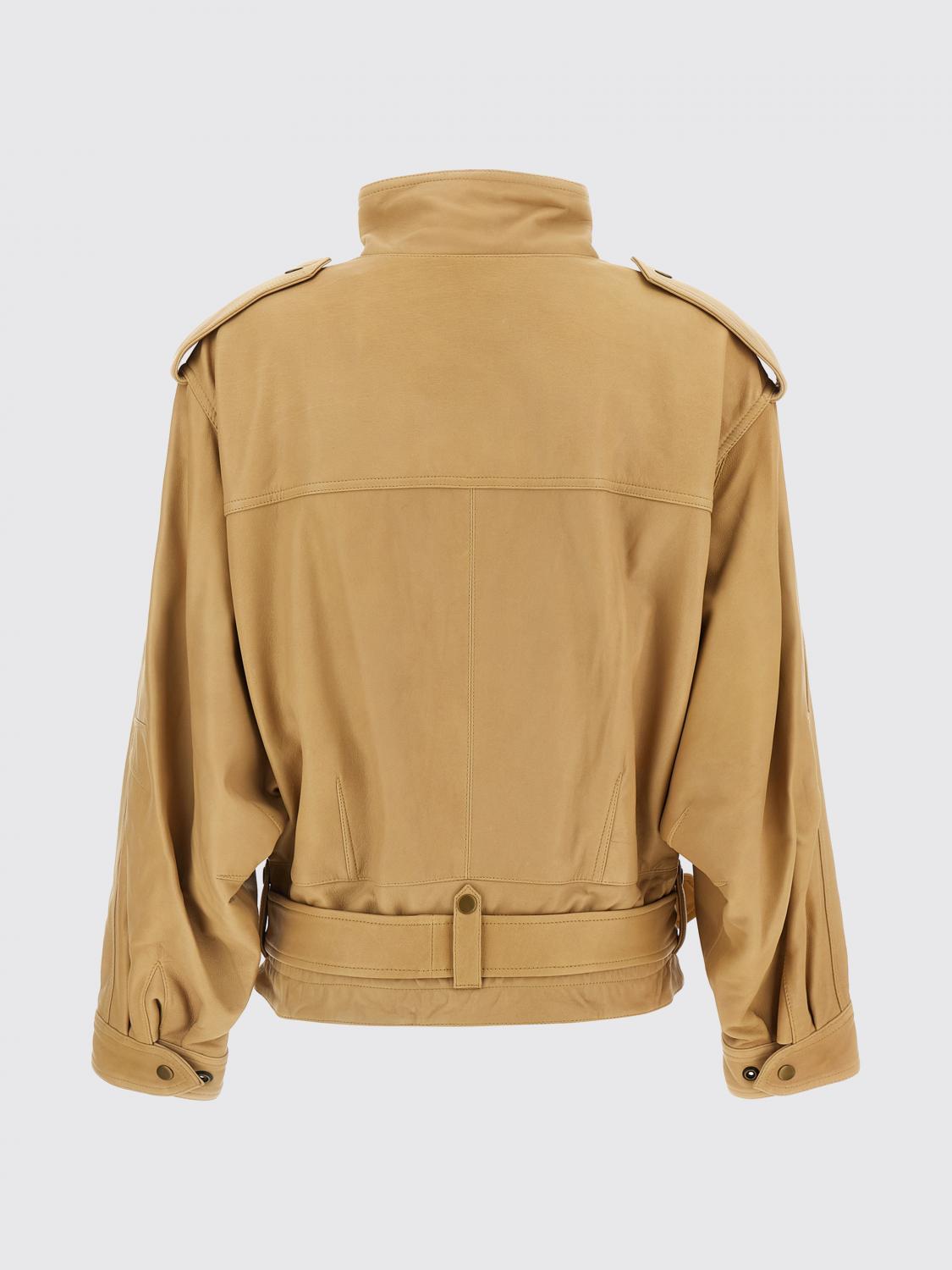 ISABEL MARANT CHAQUETA: Chaqueta biker Farza Isabel Marant de piel de cordero con corte relajado, Beige - Img 3
