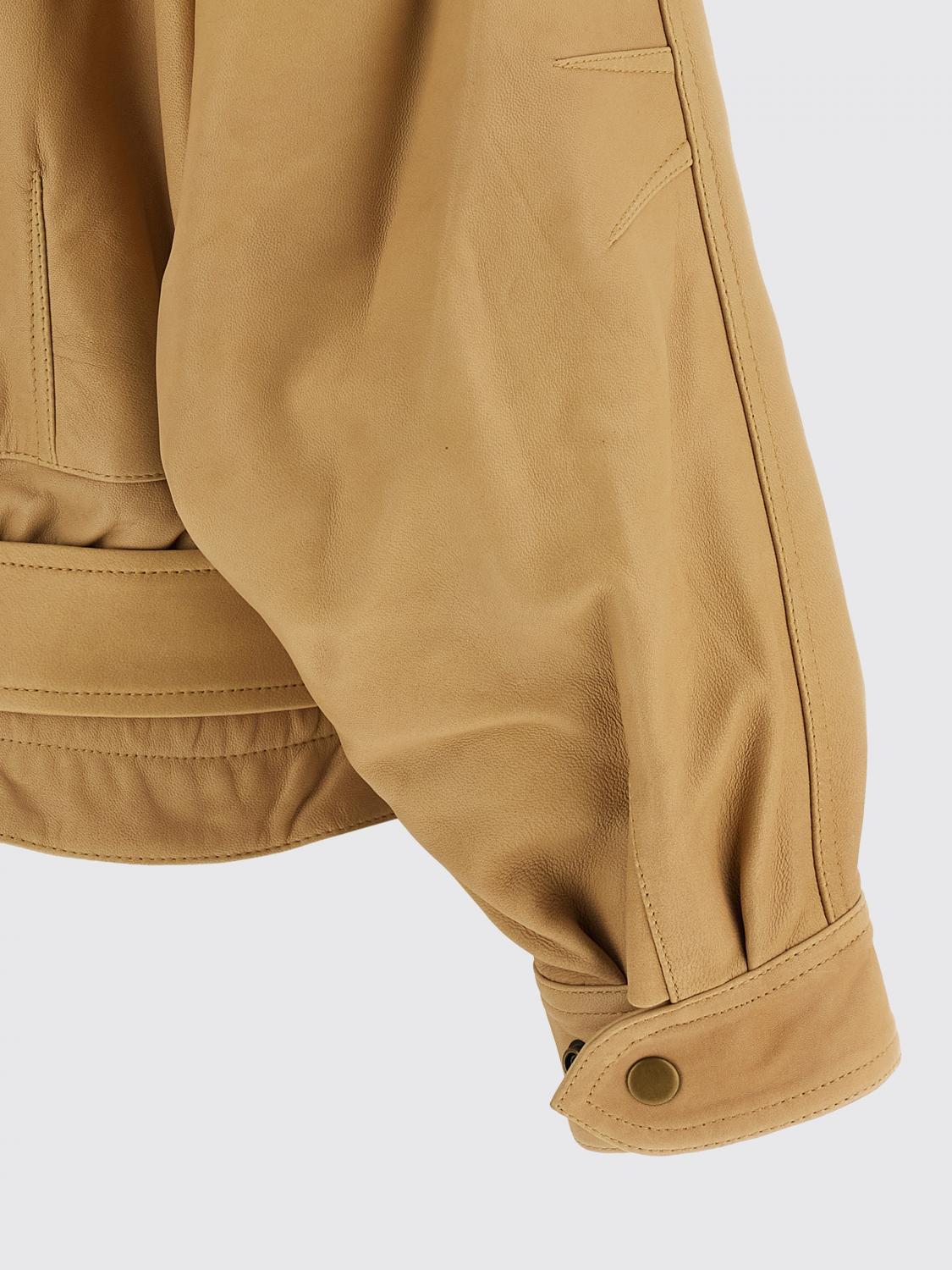 ISABEL MARANT CHAQUETA: Chaqueta biker Farza Isabel Marant de piel de cordero con corte relajado, Beige - Img 4