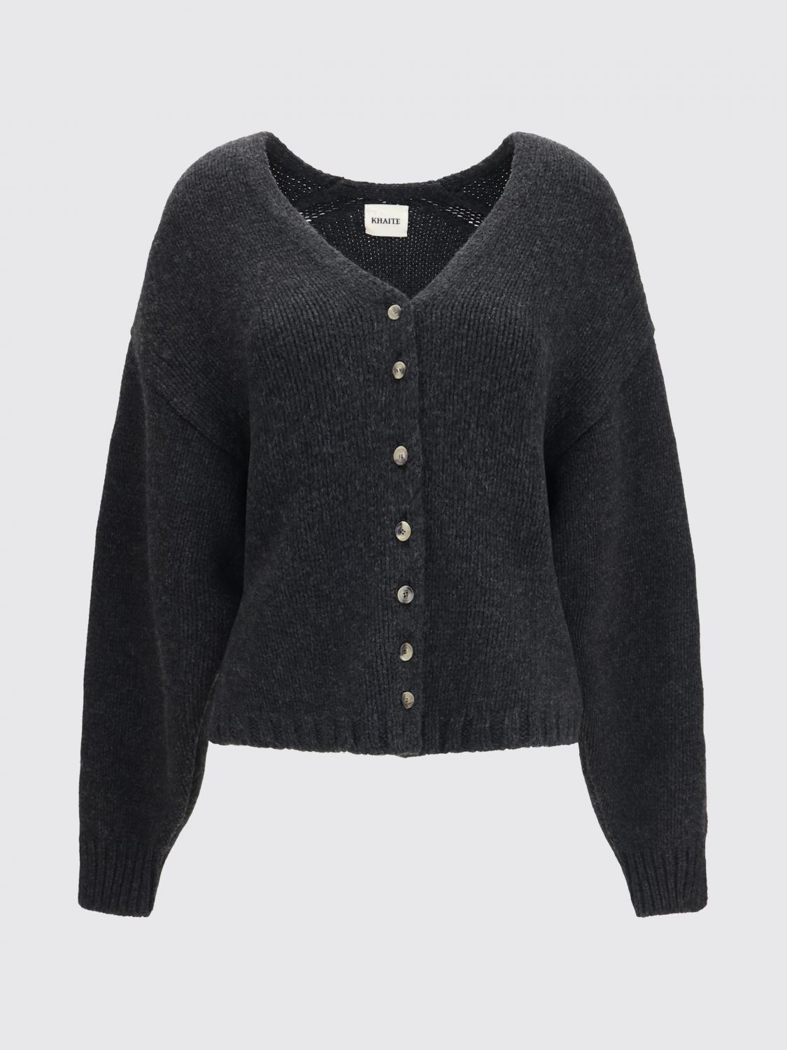 KHAITE JERSEY: Cárdigan Khaite de puro cachemir con escote en V profundo, Negro - Img 2