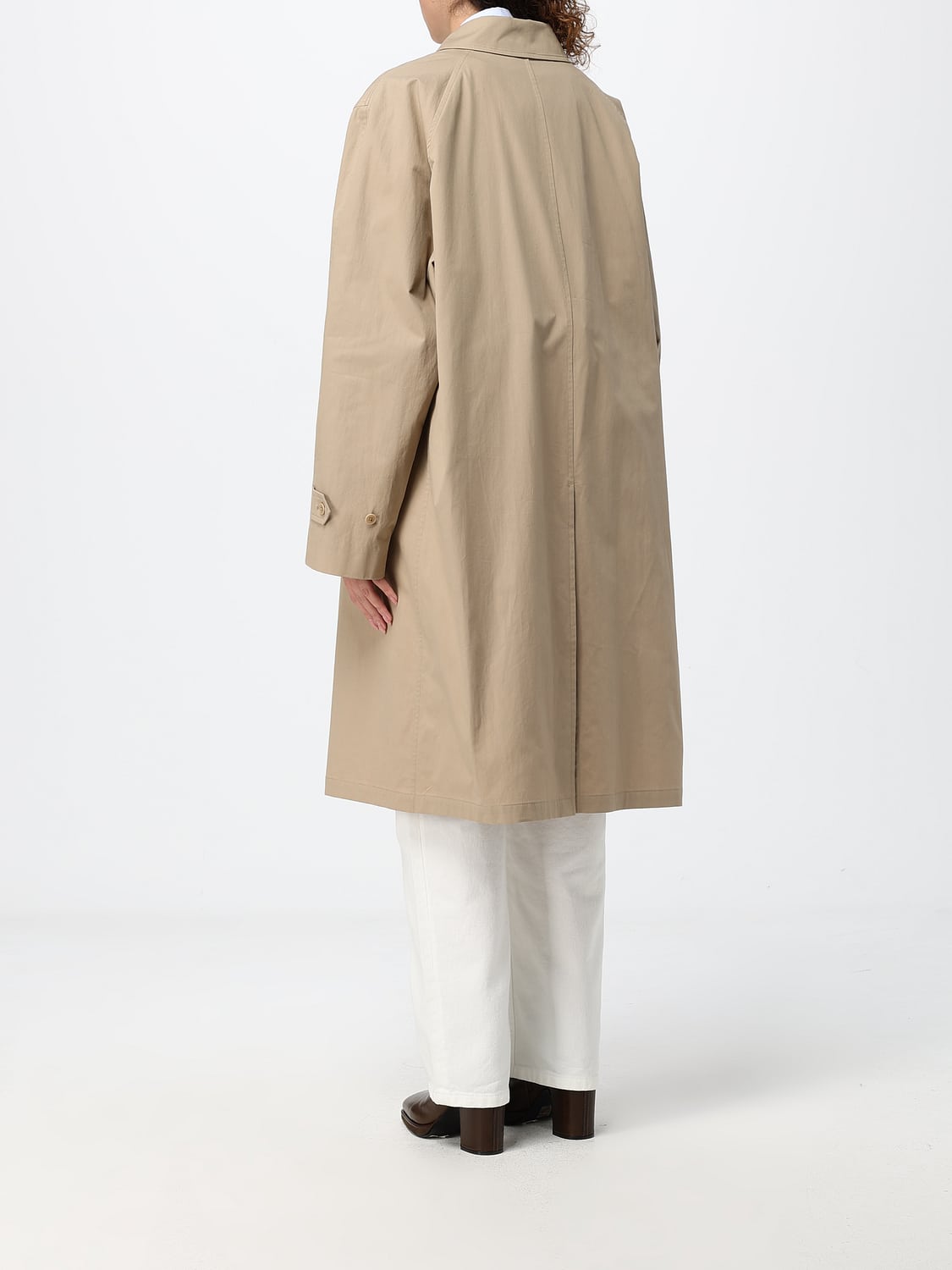 THE ROW CHAQUETA: Trench largo de botonadura sencilla The Row de algodón impermeable con cierre oculto, Beige - Img 3