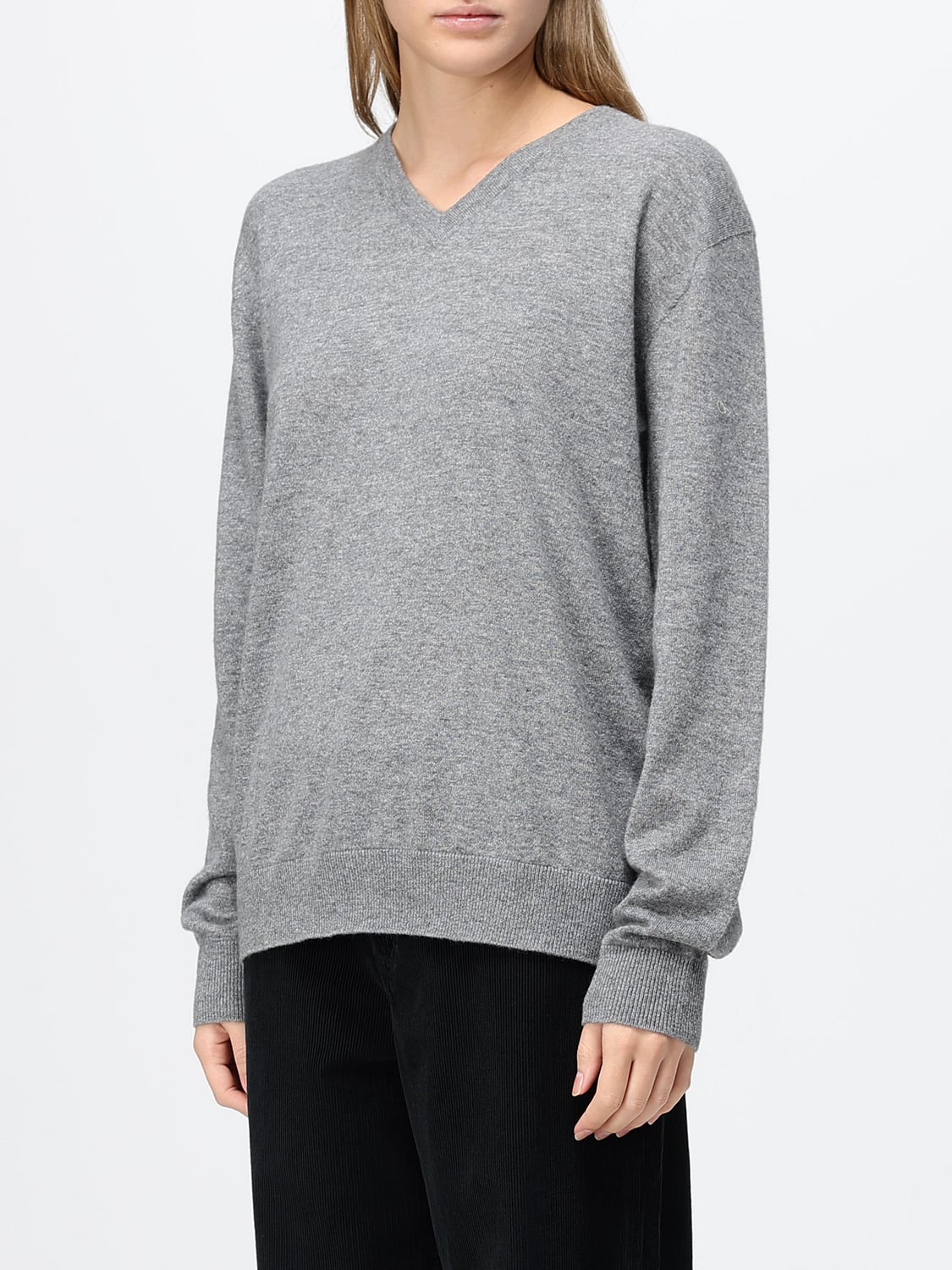 THE ROW JERSEY: Jersey The Row de pura cachemira con cuello de pico y manga larga, Gris - Img 4