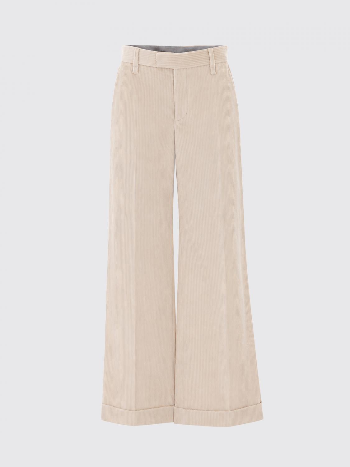 BRUNELLO CUCINELLI PANTALONES: Pantalón de pana de pernera ancha y talle alto de Brunello Cucinelli con detalle de Monili, Blanco - Img 2