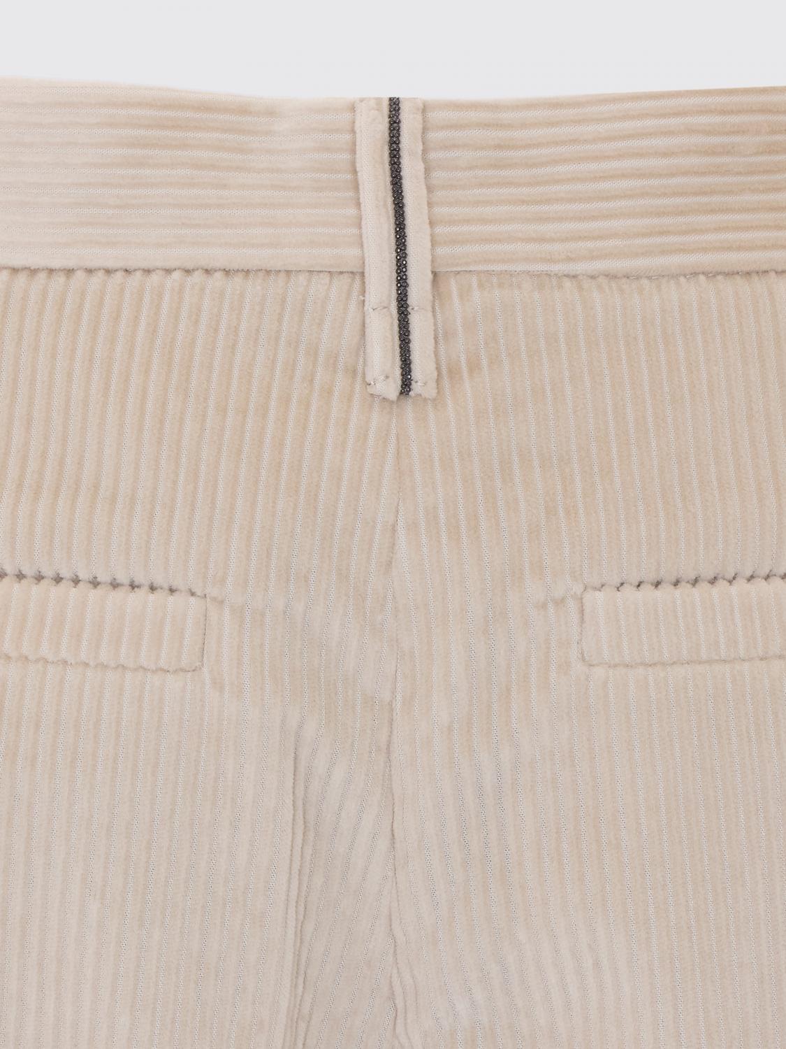 BRUNELLO CUCINELLI PANTALONES: Pantalón de pana de pernera ancha y talle alto de Brunello Cucinelli con detalle de Monili, Blanco - Img 4