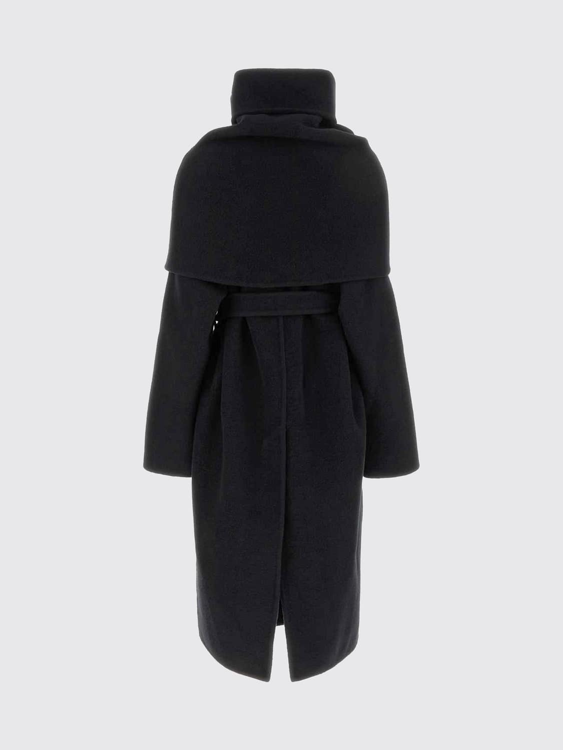 RICK OWENS ABRIGO: Abrigo batín hasta la rodilla 100% cachemir de Rick Owens con cinturón, Negro - Img 2