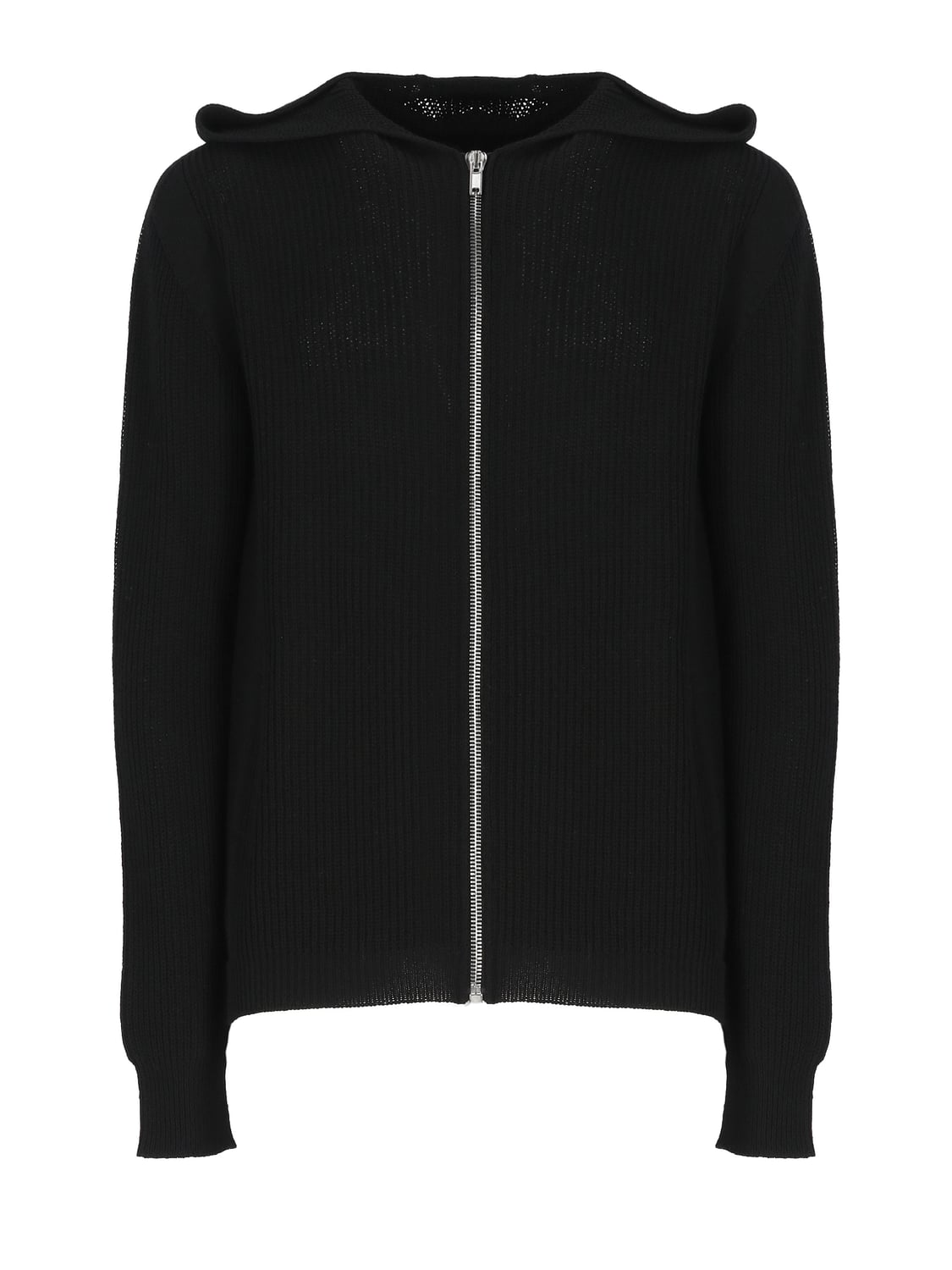 RICK OWENS SWEATSHIRT: Rick Owens Zipped Pure Virgin Wool Knit Hoodie, Black - Img 5