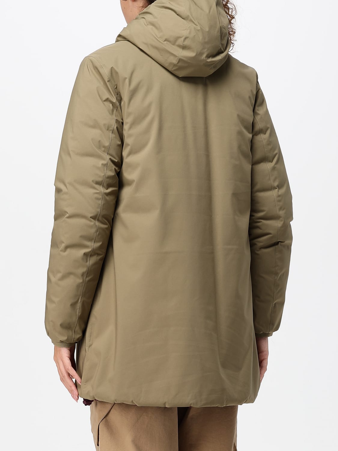 K-WAY COAT: Denise Reversible and Padded Knee-Length Parka K-Way with Hood, Green - Img 2