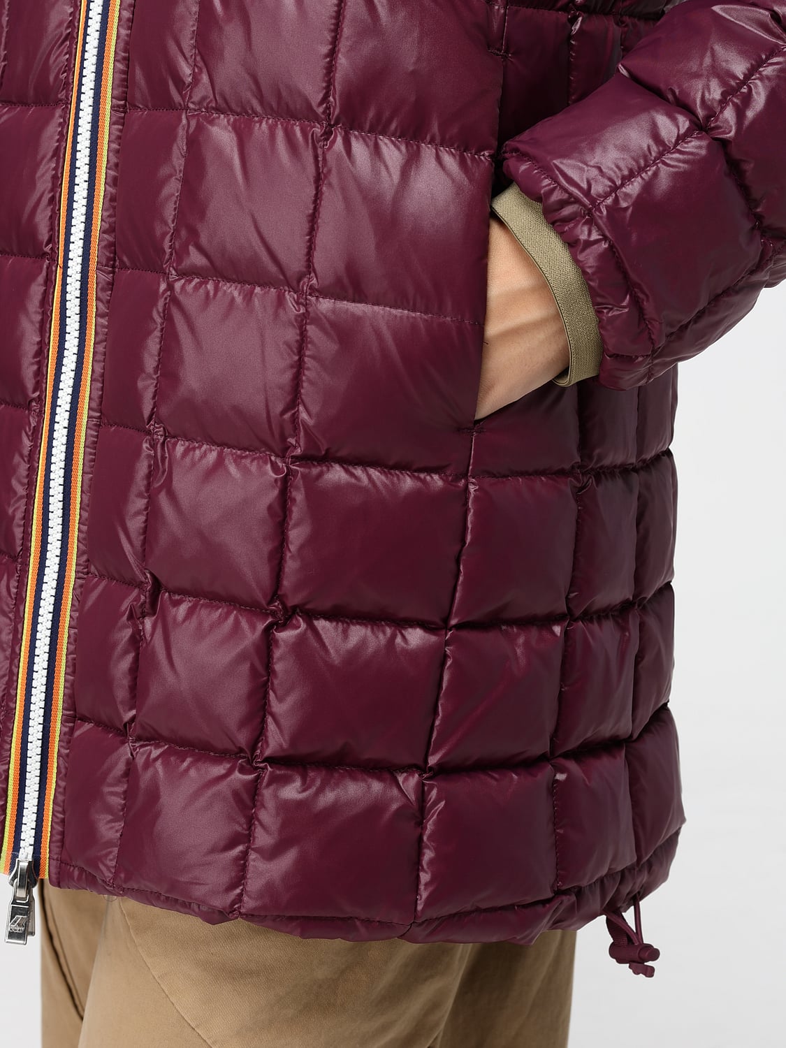 K-WAY COAT: Denise Reversible and Padded Knee-Length Parka K-Way with Hood, Green - Img 4