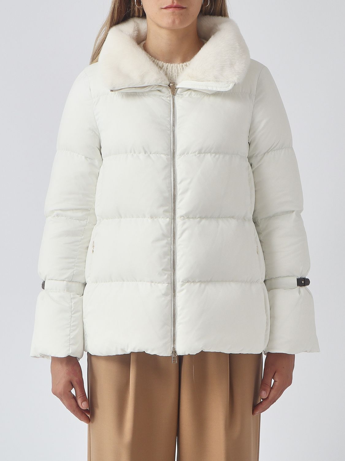 HERNO CHAQUETA: Plumífero Herno de nailon ultraligero acolchado con cuello de pelo, Blanco - Img 1