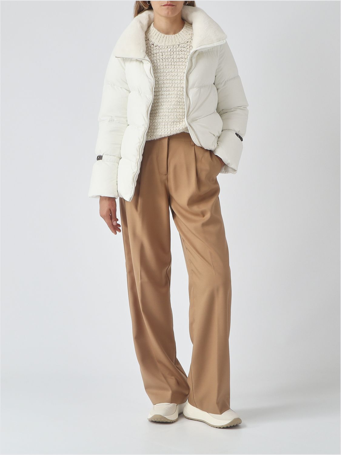 HERNO CHAQUETA: Plumífero Herno de nailon ultraligero acolchado con cuello de pelo, Blanco - Img 2