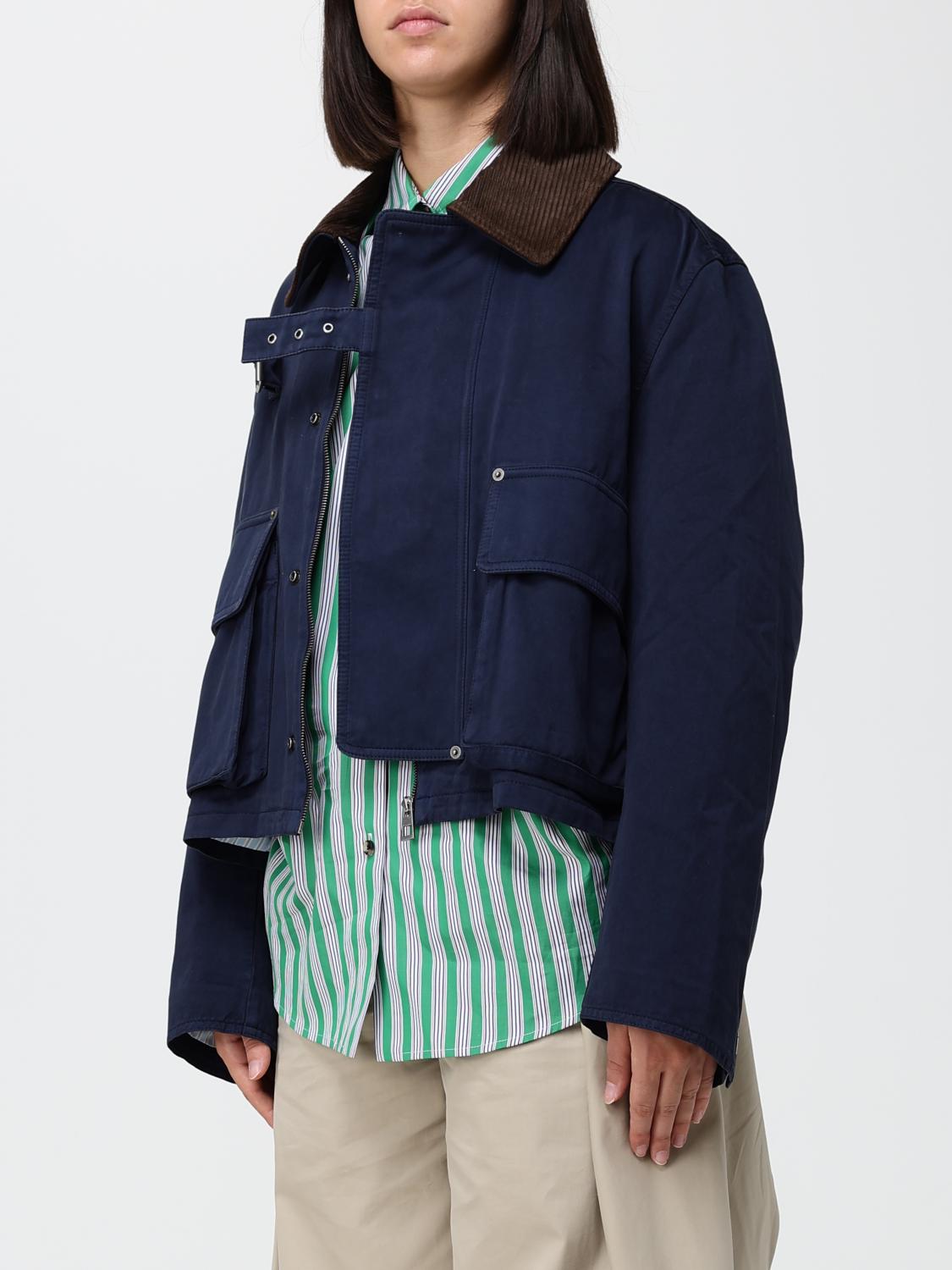 LOEWE CHAQUETA: Chaqueta corta Loewe estilo camisa de algodón con cuello de terciopelo, Azul Oscuro - Img 4