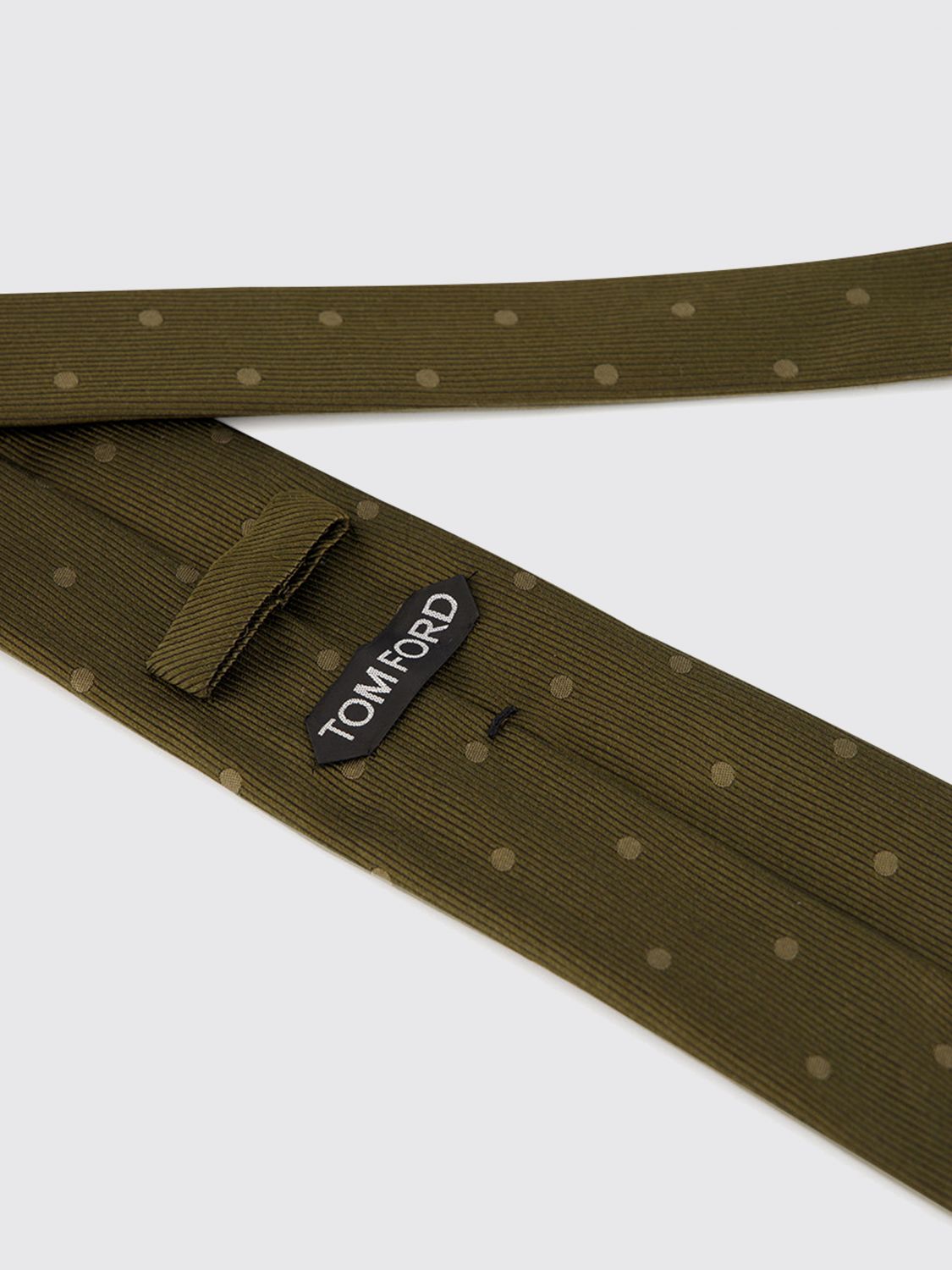 TOM FORD TIE: Tom Ford Micro Polka Dot Patterned Tie in Pure Silk, Military - Img 2