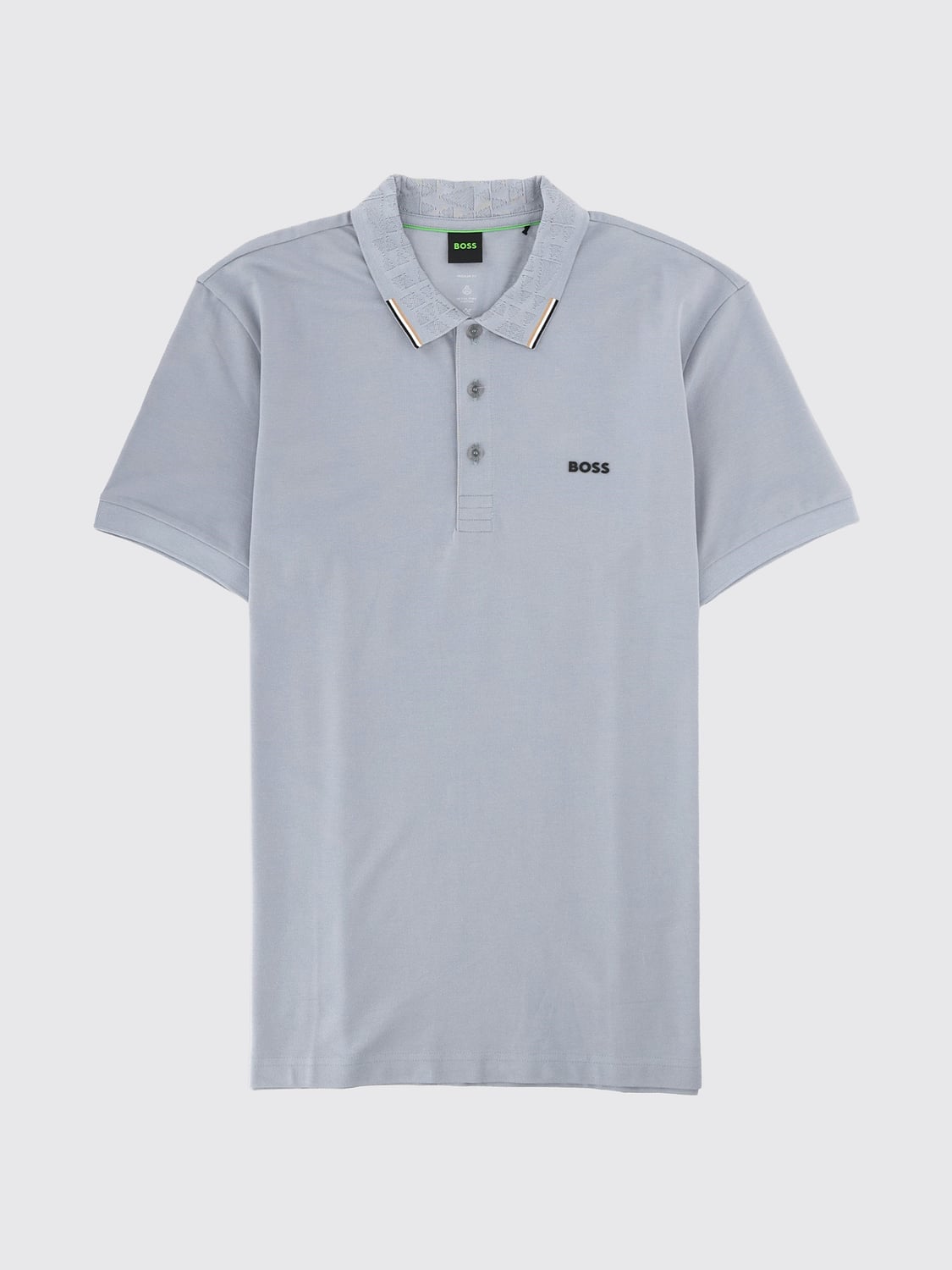 BOSS POLO: Polo Boss à manches courtes en coton avec logo contrastant, Gris - Img 2