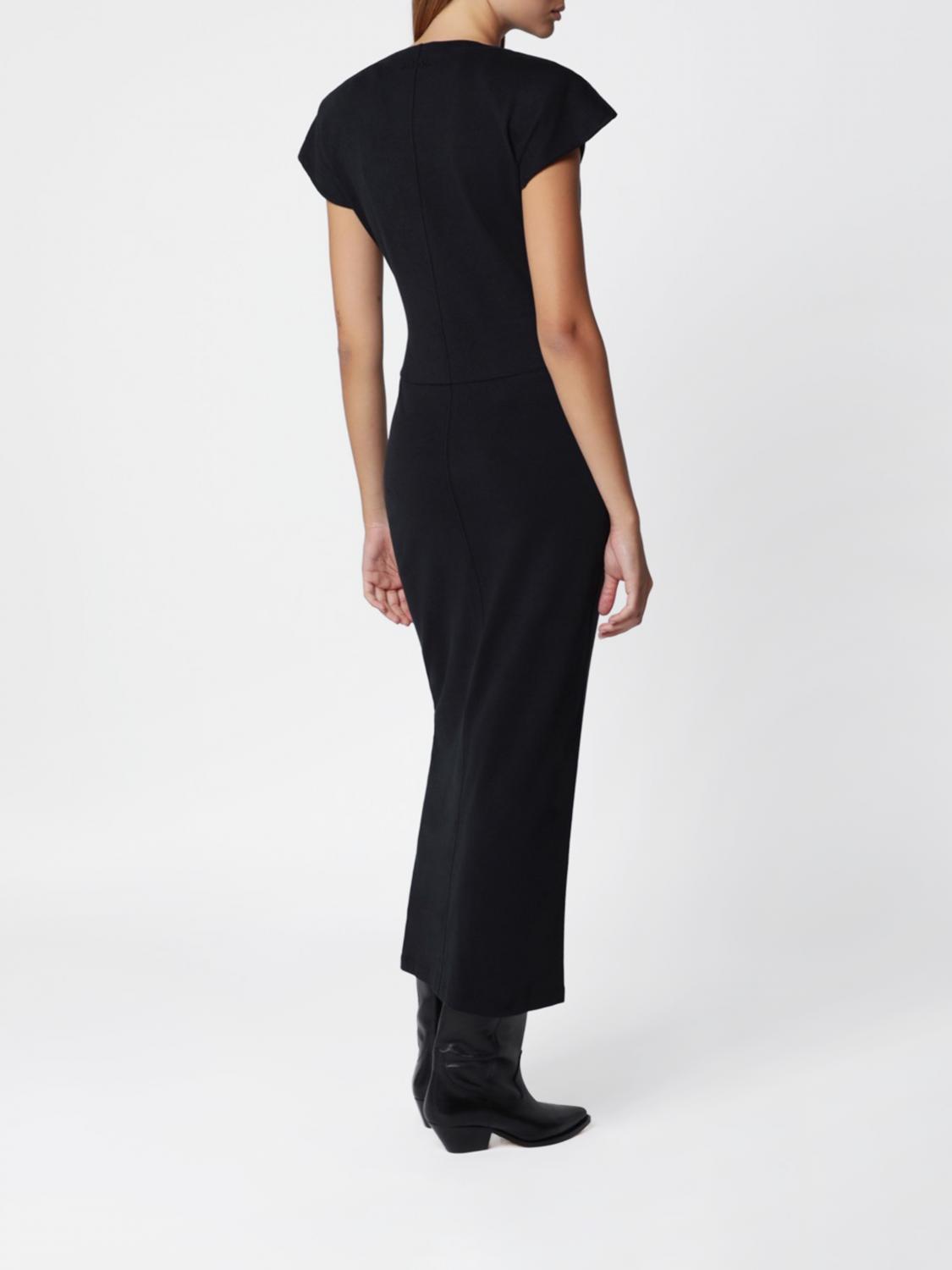 ISABEL MARANT VESTIDO: Vestido tubo midi de viscosa Isabel Marant con drapeado y escote en V, Negro - Img 2