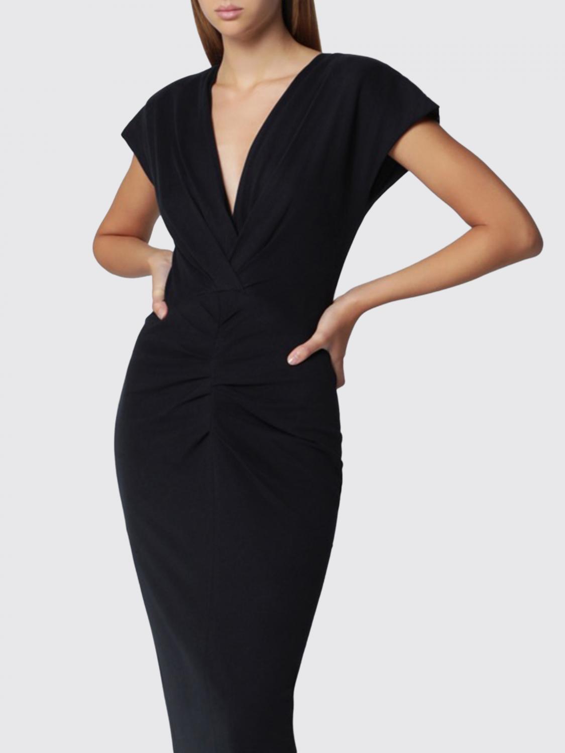 ISABEL MARANT VESTIDO: Vestido tubo midi de viscosa Isabel Marant con drapeado y escote en V, Negro - Img 3
