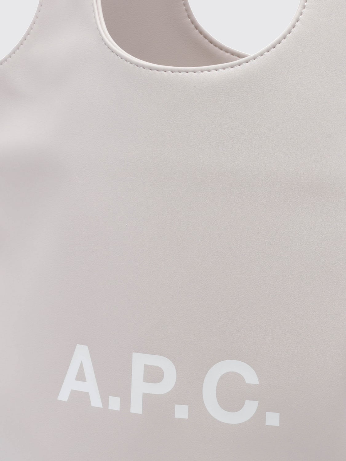 A.P.C. 숄더백: A.P.C. 니논 인조 가죽 더블 핸들 프린트 로고 토트백, 베이지 - Img 4