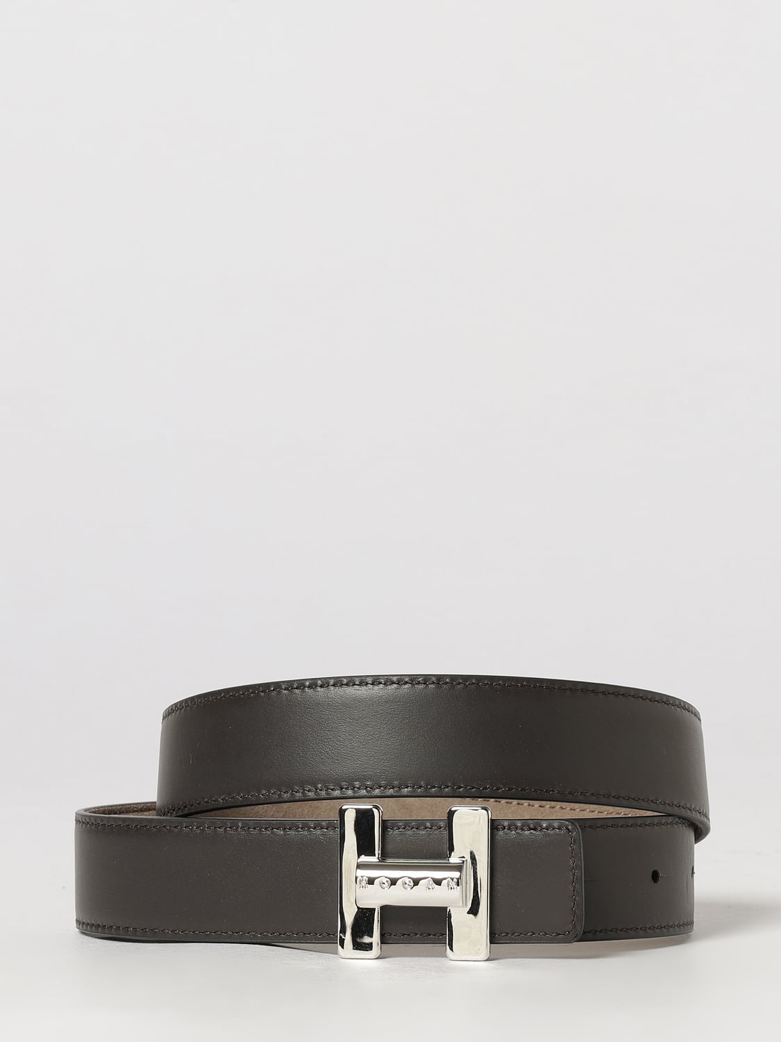 HOGAN CINTURA: Cintura reversibile Hogan in pelle di vitello con fibbia monogram H, Beige - Img 2