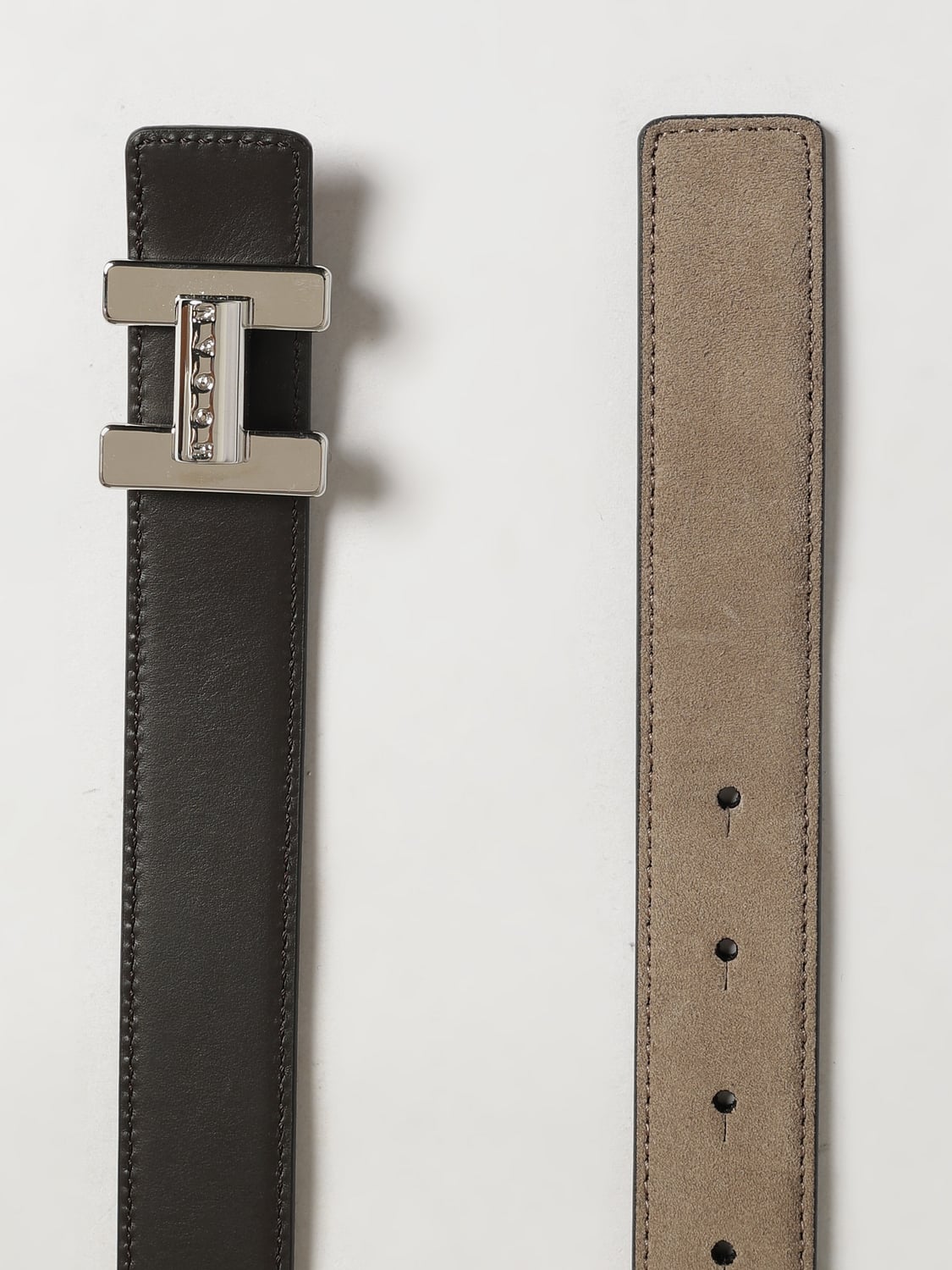 HOGAN CINTURA: Cintura reversibile Hogan in pelle di vitello con fibbia monogram H, Beige - Img 3