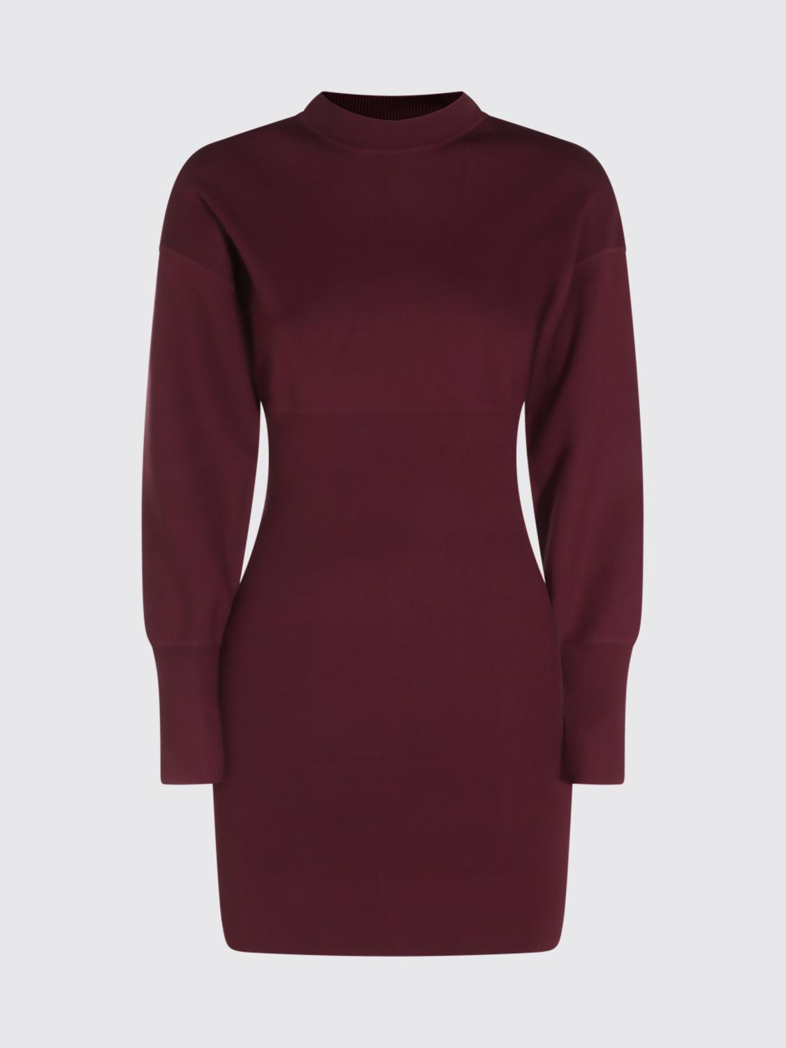 ANINE BING VESTIDO: Minivestido tubo de punto acanalado con manga larga de Anine Bing, Granate - Img 2