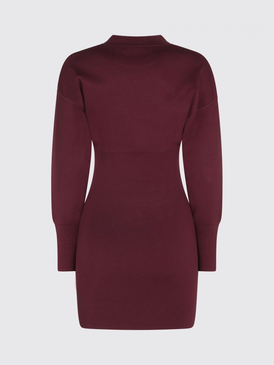 ANINE BING VESTIDO: Minivestido tubo de punto acanalado con manga larga de Anine Bing, Granate - Img 3