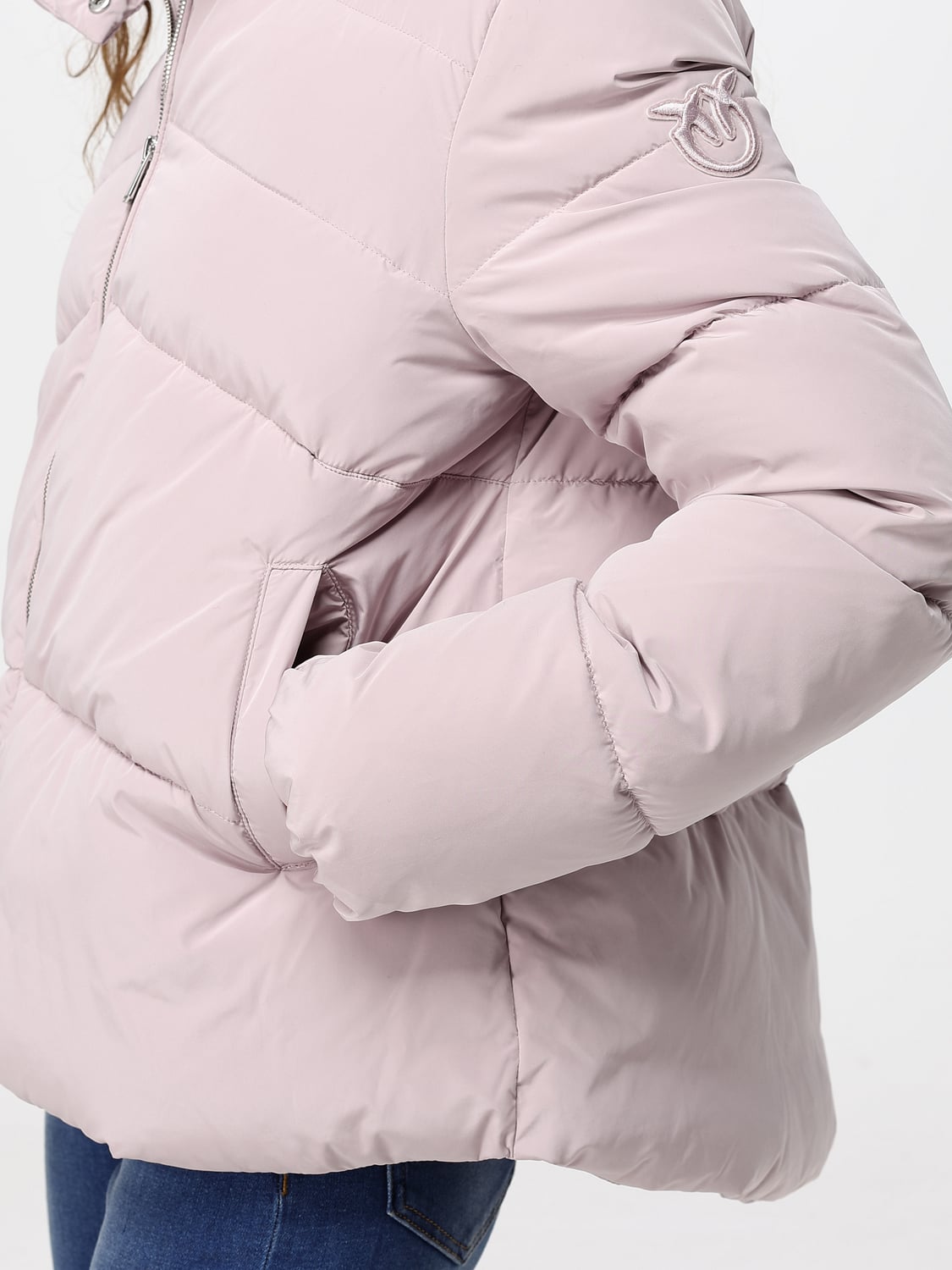 PINKO GIACCA: Piumino corto Pinko in nylon trapuntato idrorepellente con collo alto, Viola - Img 4
