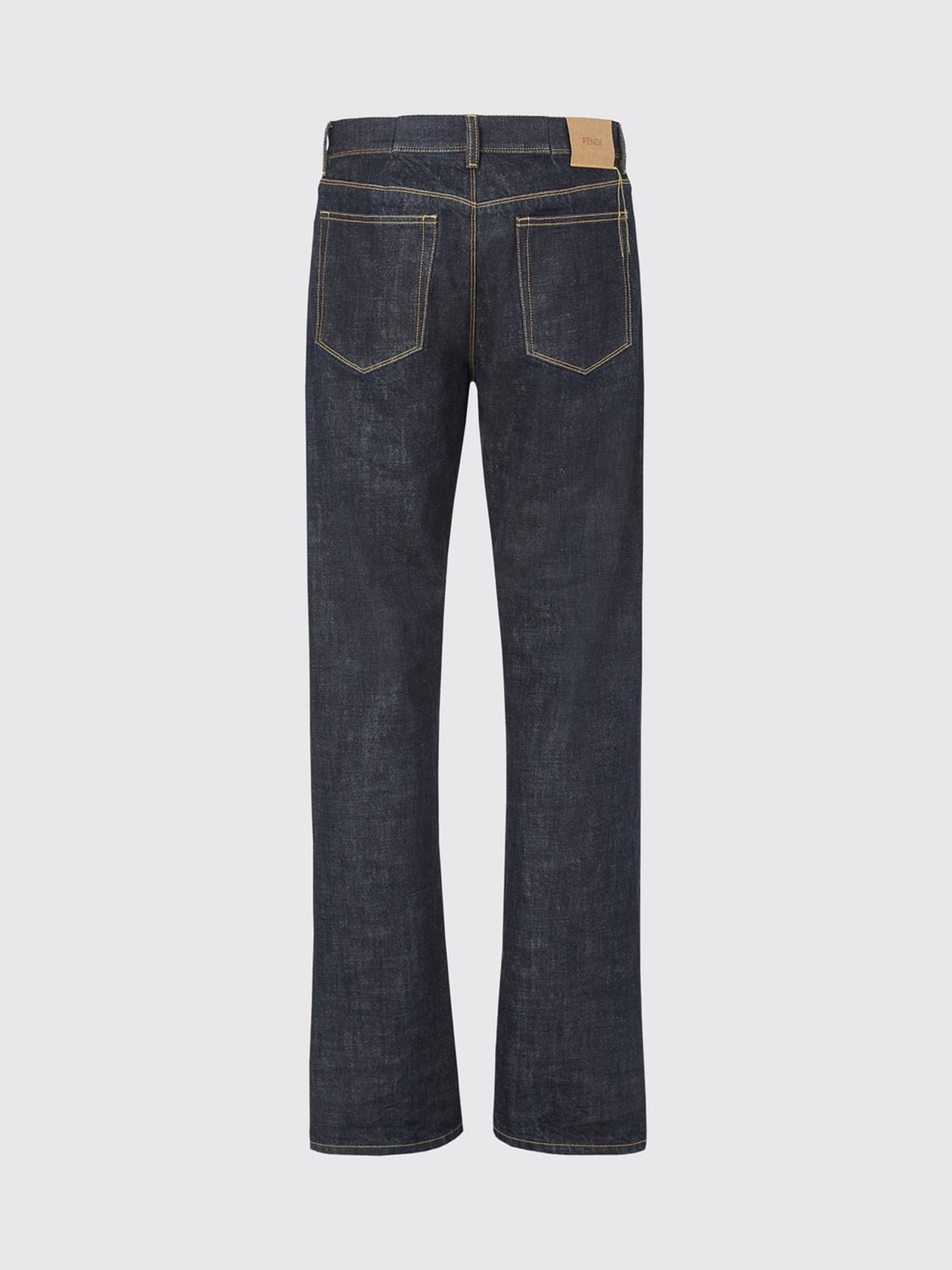 FENDI JEANS: Flared Jeans Fendi in Blue Cotton Denim, Navy - Img 3