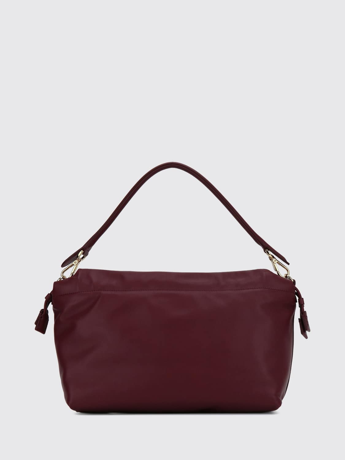 FENDI BORSA A SPALLA: Borsa a spalla Baguette Fendi grande in nappa di agnello con monogram FF, Rosso - Img 2