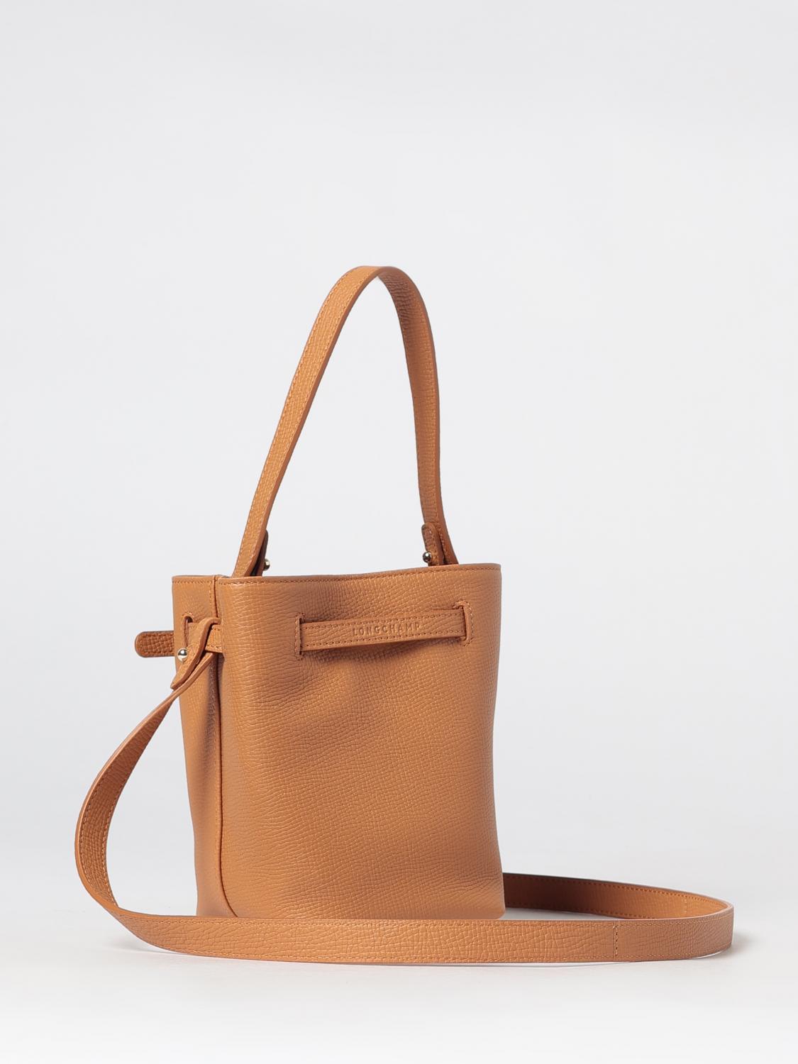 LONGCHAMP BORSA MINI: Mini borsa a secchiello Le Smart Longchamp in pelle di vitello martellata, Marrone - Img 2