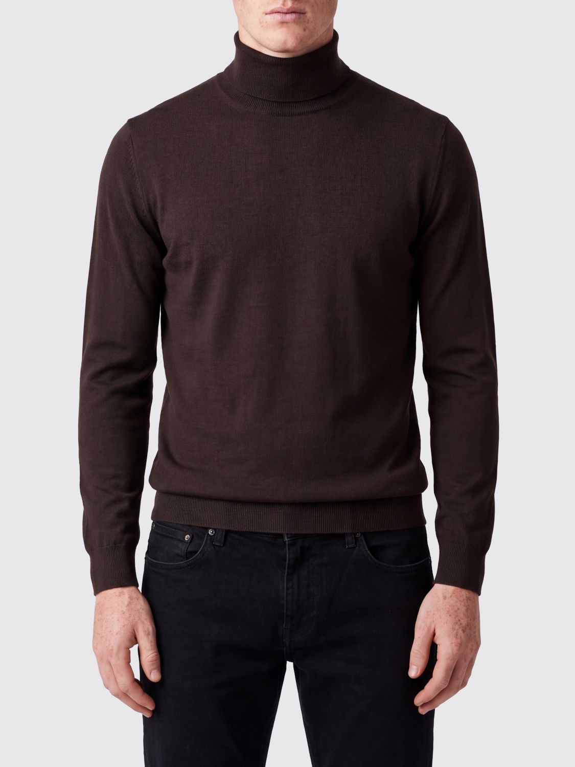 TAGLIATORE PULL: Pull à col roulé Tagliatore 100% laine avec bords côtelés, Marron - Img 1